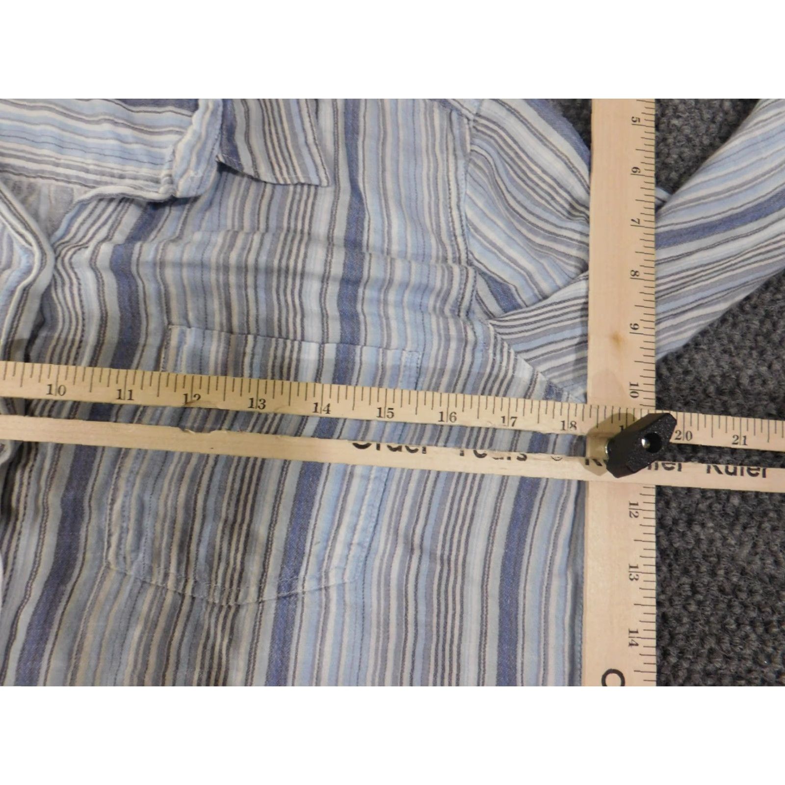 Lucky Brand Lucky Brand Button-Up Shirt Women M Blue Striped Knit Modal Short Sleeve Casual Crew Neck Button-Up Regular Size M Women Blues Striped Casual Size M / US 6-8 / IT 42-44 - 7 Thumbnail