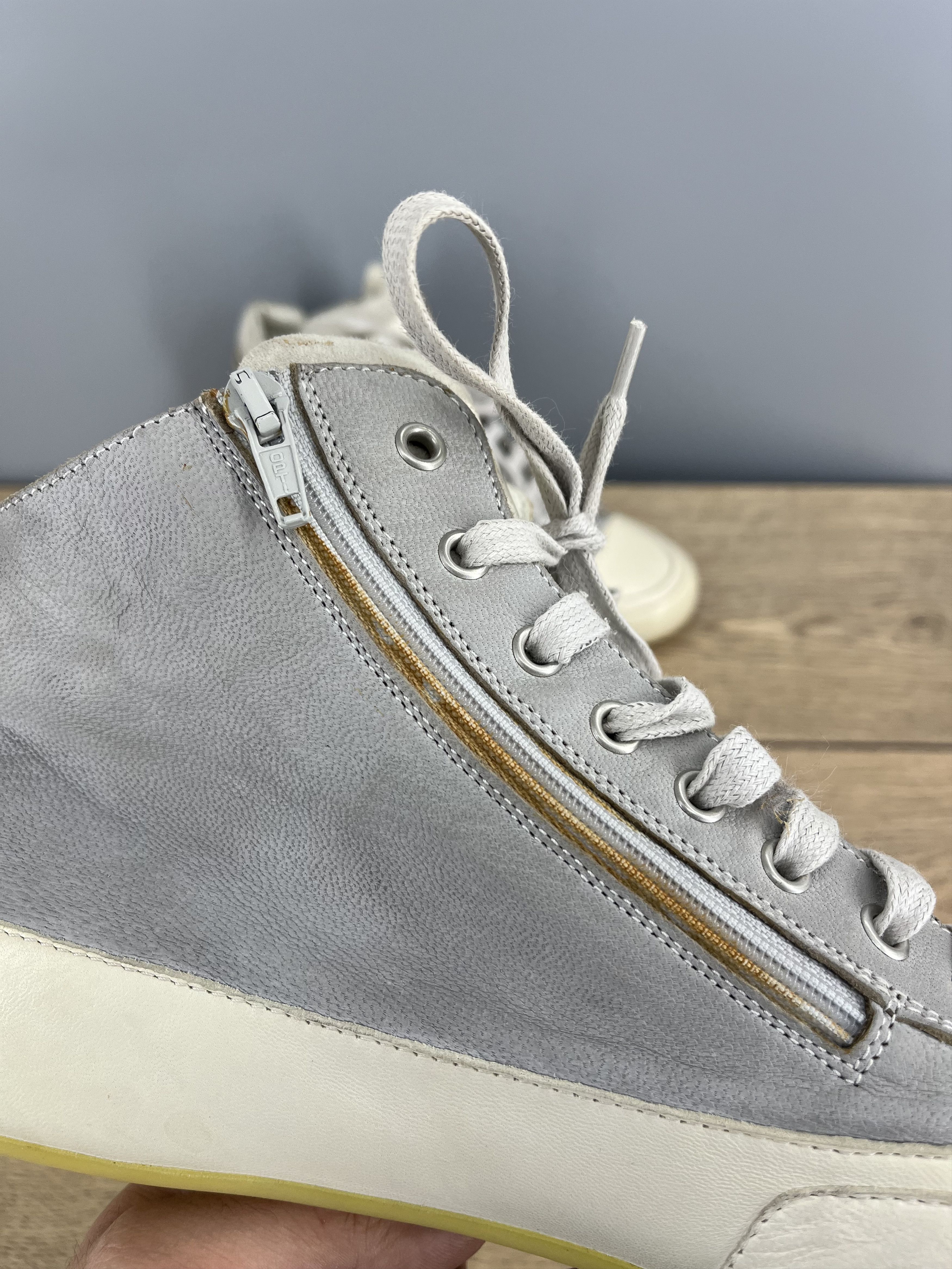 Vintage Candice Cooper Hi-Top Leather Sneakers EU 41 Gray Size US 9.5 / IT 39.5 - 9 Thumbnail
