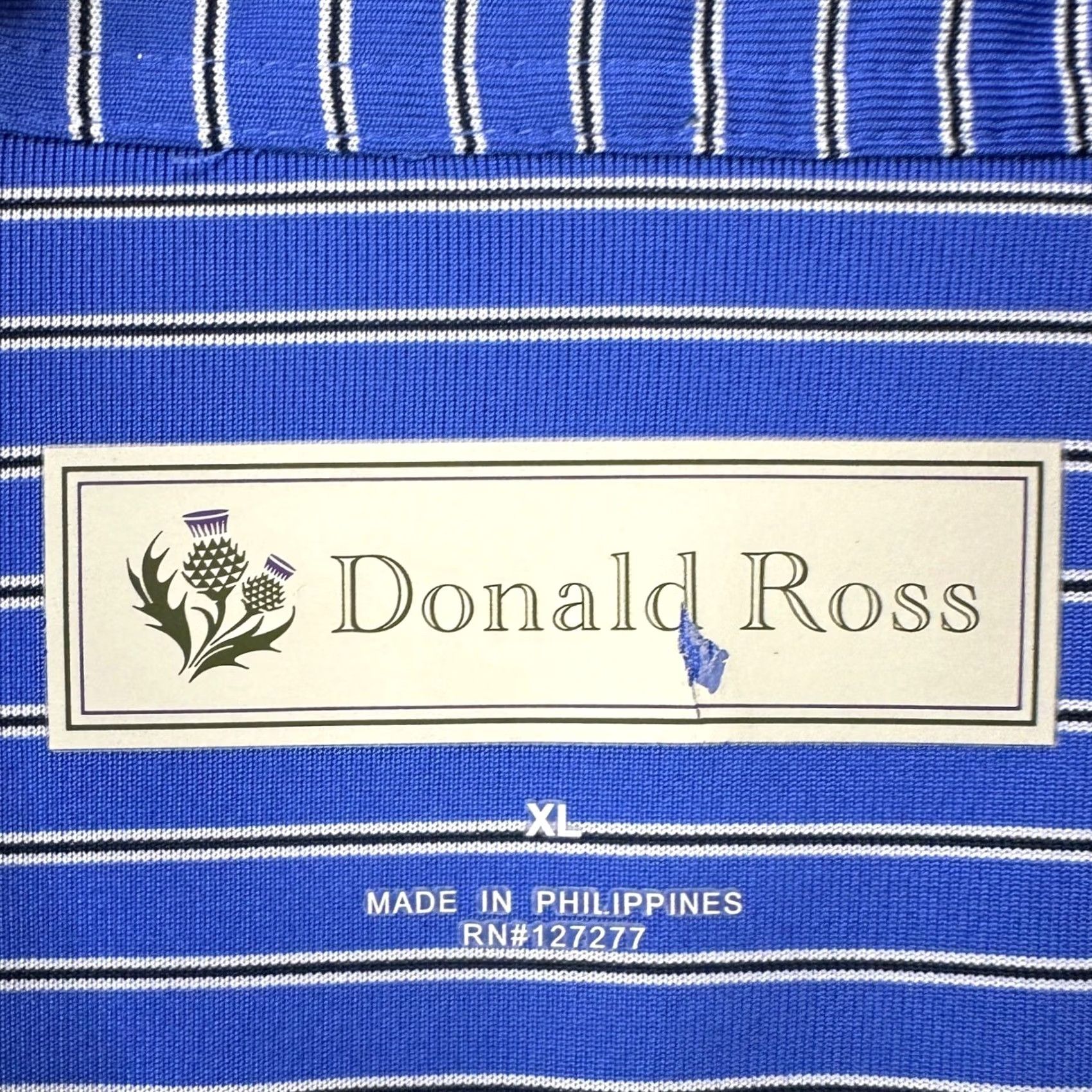 Vintage Donald Ross Polo Shirt Golf Mens XL Blue Pinstripes Rugby Short Sleeve Casual - Adult Large Size US XL / EU 56 / 4 - 4 Thumbnail