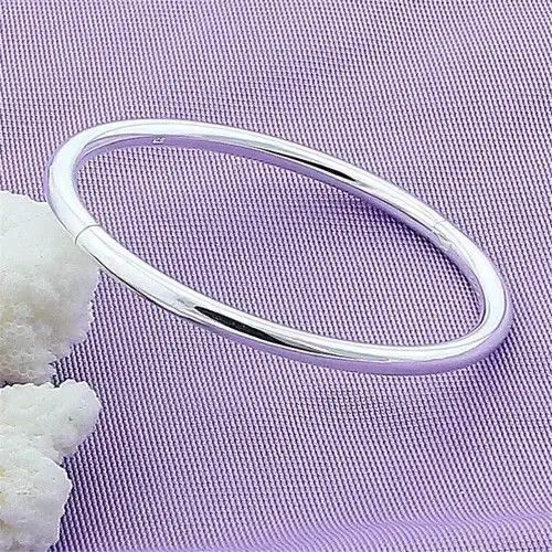Japanese Brand 925 Sterling Silver Bangle Simple Solid Smooth Unisex Size ONE SIZE - 3 Thumbnail