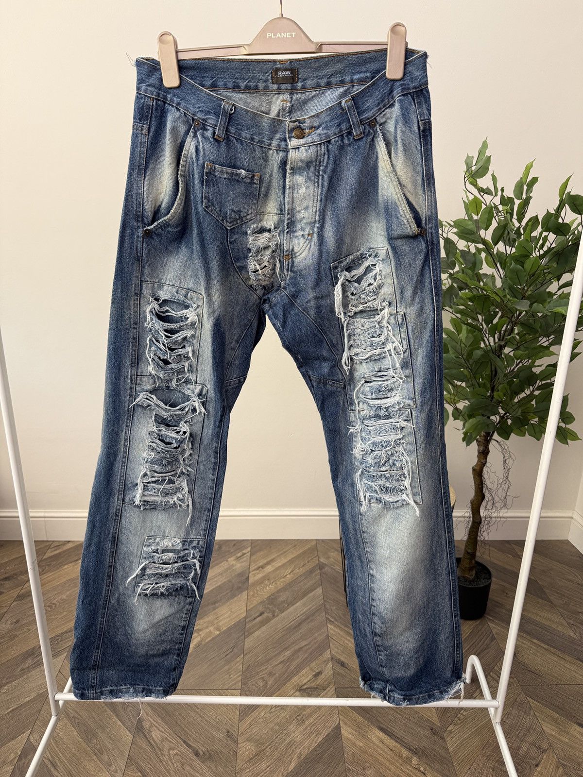 Other Vintage RAW Clothing Distressed Jeans Patchwork Streetwear Size US 34 / EU 50 - 1 Thumbnail