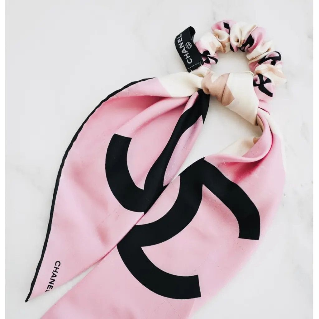 Chanel Chanel Silk Scarf and Hair Scrunchie Pink Black Size ONE SIZE - 7 Thumbnail