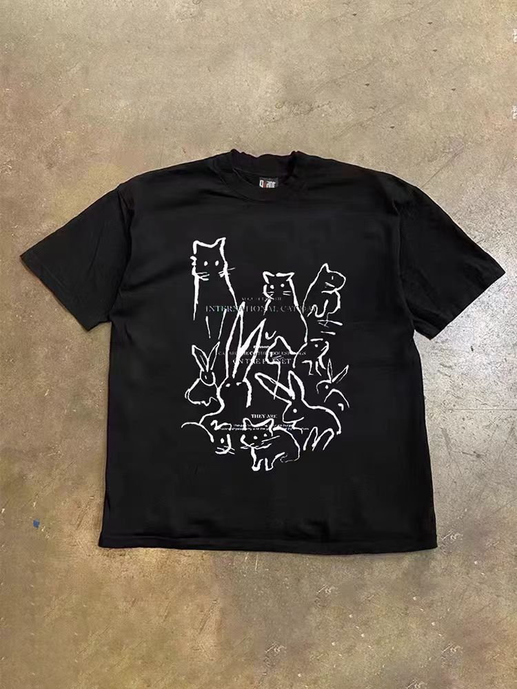 Japanese Brand × Vintage Black Loose Printed Casual Short Sleeve T-Shirt Size US L / EU 52-54 / 3 - 2 Thumbnail