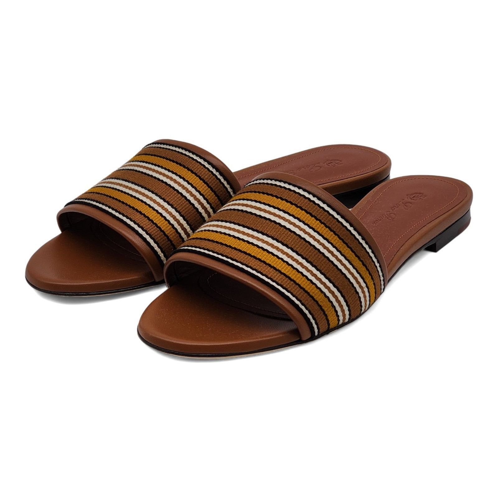Loro Piana The Suitcase Stripe Sandals - Fabric Leather - Brown 37 $750 Size US 7 / IT 37 - 1 Thumbnail
