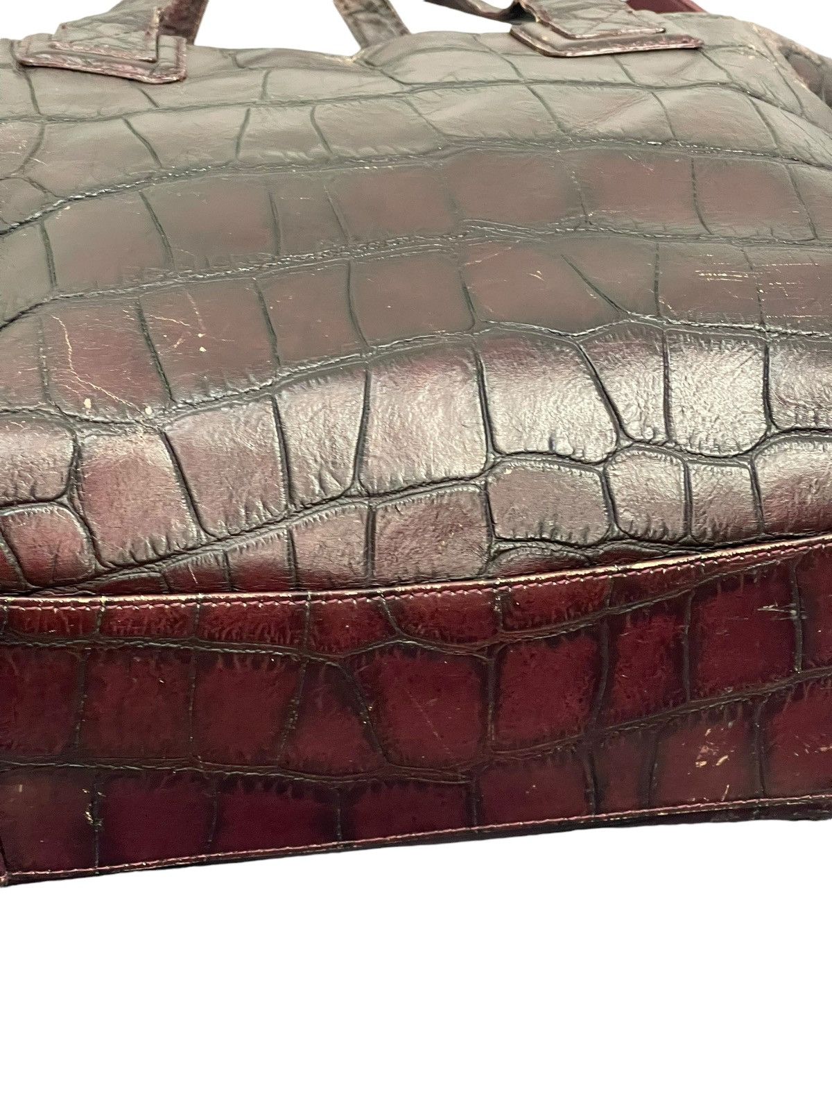 Genuine Leather Crocodile Embossed Patina Leather Jewels Shoulder Bag 1🟩1 Size ONE SIZE - 7 Thumbnail