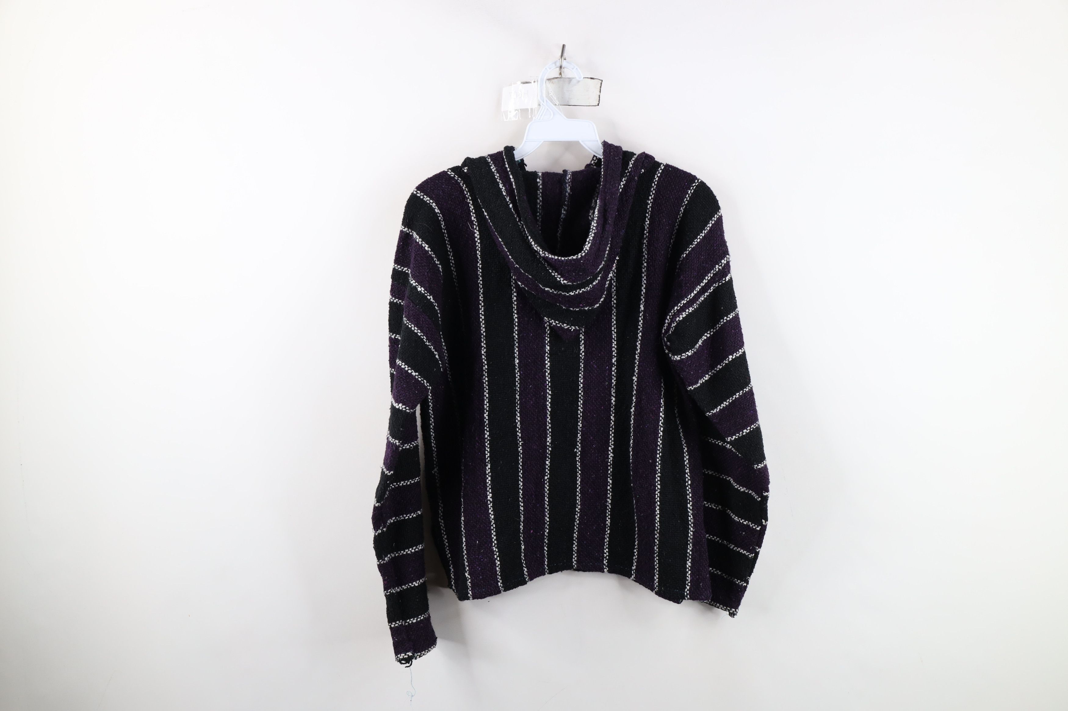 Vintage Vintage 90s Streetwear Striped Knit Drug Rug Hoodie Size M / US 6-8 / IT 42-44 - 11 Thumbnail