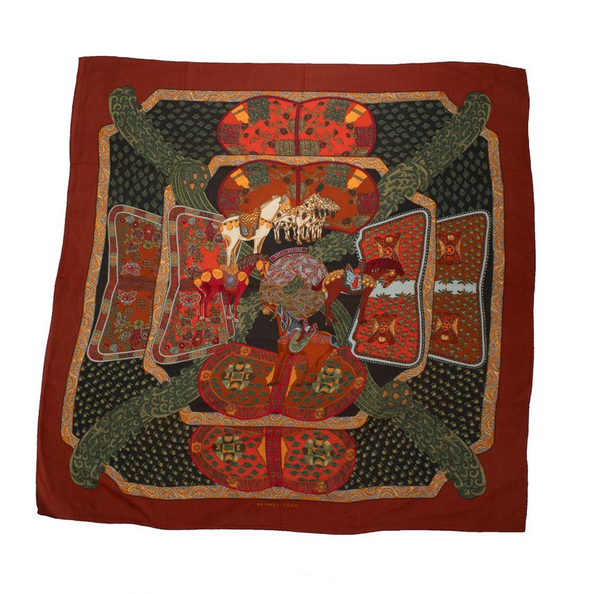 Hermes Hermes, Art des Steppes cashmere scarf in red Size ONE SIZE - 1 Thumbnail