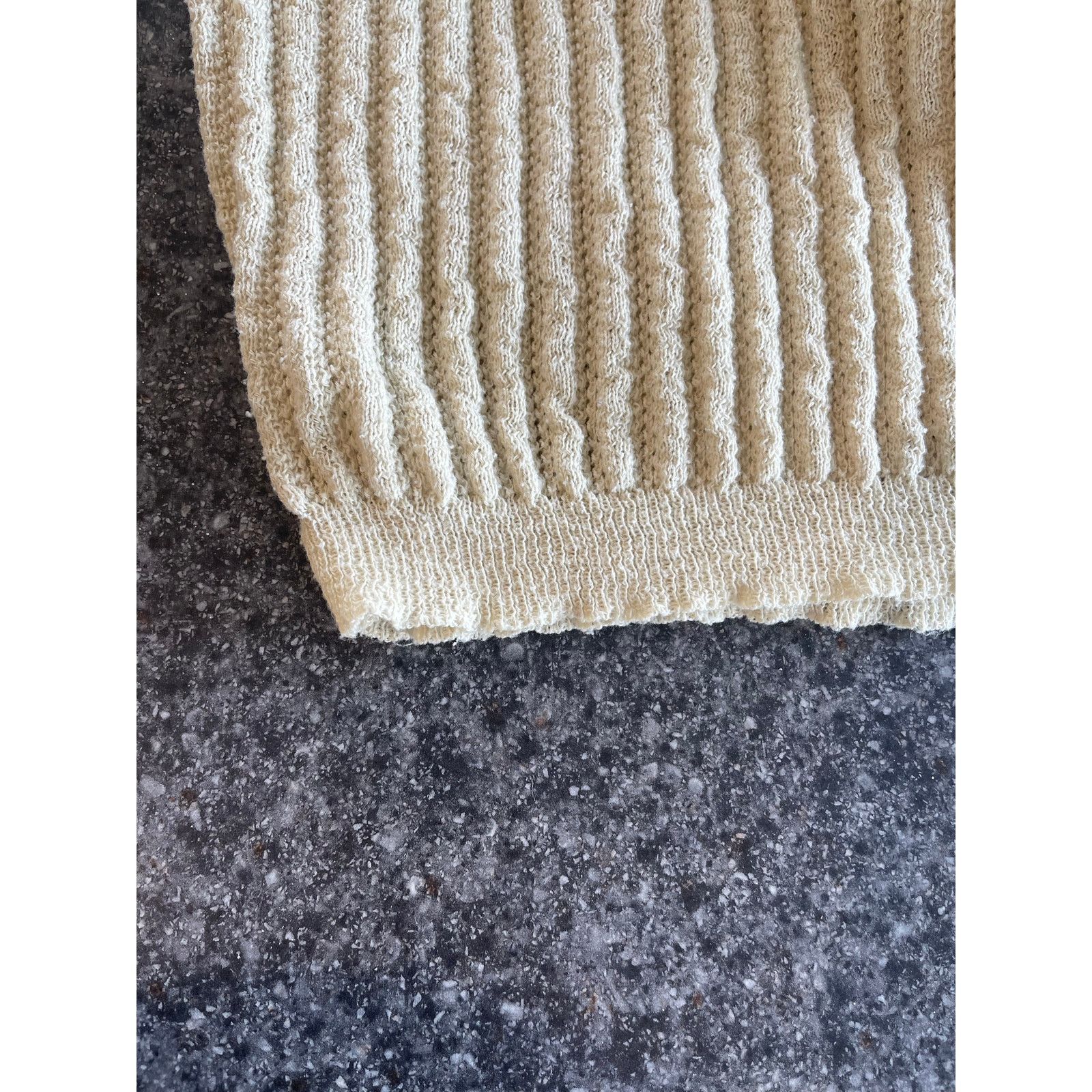 Vintage American Vintage 70s Pointelle Mesh Polo Ivory L Grandpacore Size US M / EU 48-50 / 2 - 6 Thumbnail