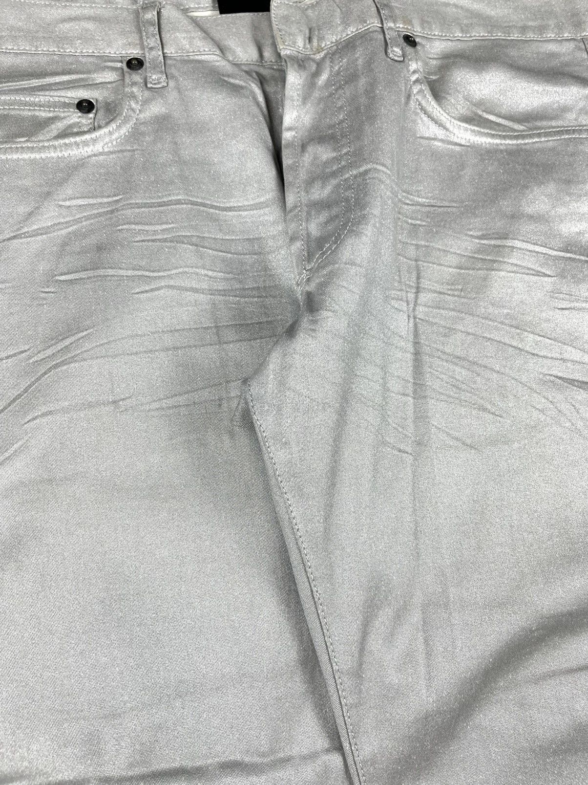Dior × Hedi Slimane SS06 Dior Homme Silver Metallic Glitter Waxed Coated Jeans Size US 34 / EU 50 - 4 Thumbnail