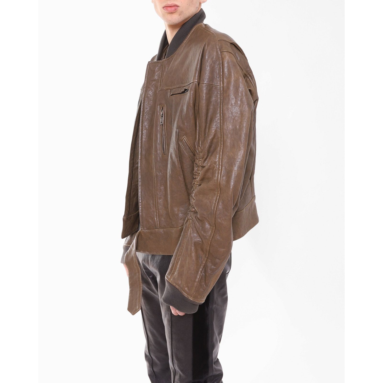 Haider Ackermann FW15 Oversized Biker Bomber in Brown Leather Size US M / EU 48-50 / 2 - 6 Thumbnail