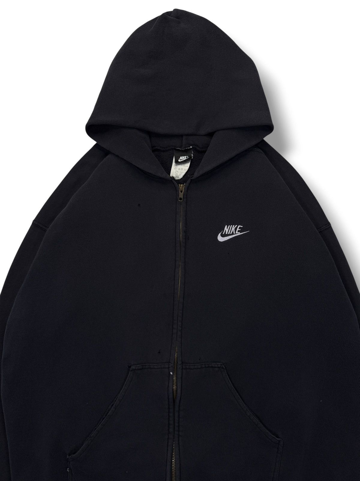 Nike Vintage 90’s Faded Black Nike Zip Up Hoodie Size US XL / EU 56 / 4 - 2 Thumbnail