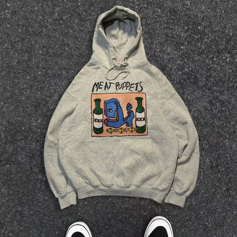 Japanese Brand × Vintage Grey washed vintage band print hoodie y2k Size US L / EU 52-54 / 3 - 1 Thumbnail