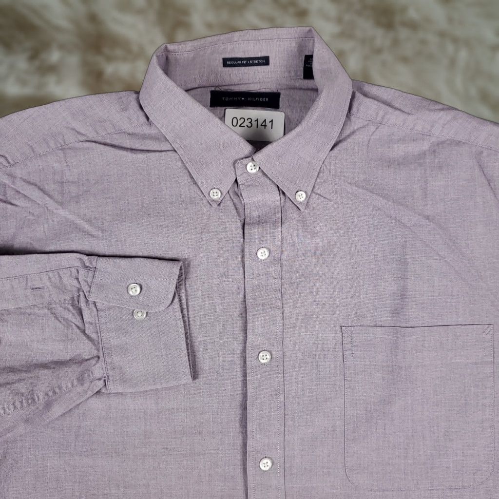 Tommy Hilfiger VINTAGE Tommy Hilfiger Shirt Mens Large Purple Casual Button-Up Long Sleeve Size US L / EU 52-54 / 3 - 1 Thumbnail