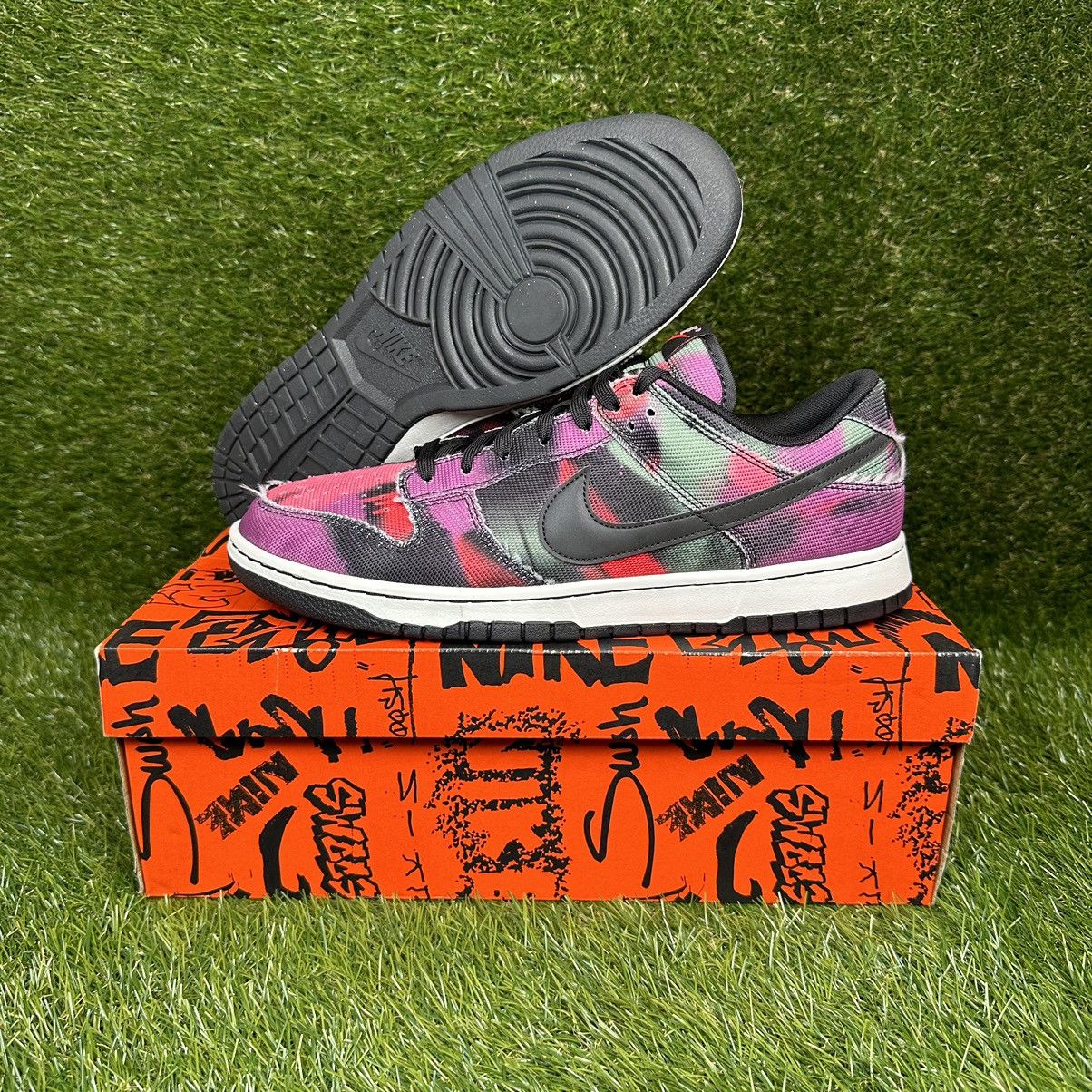 image of Nike Dunk Low Premium Graffiti Pink Shoes in Black Pink, Men's (Size 13)