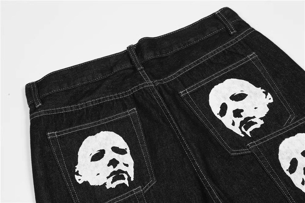 Japanese Brand × Jean Street Vintage Trend Cool Face Printed Straight Jeans Size US 32 / EU 48 - 2 Thumbnail
