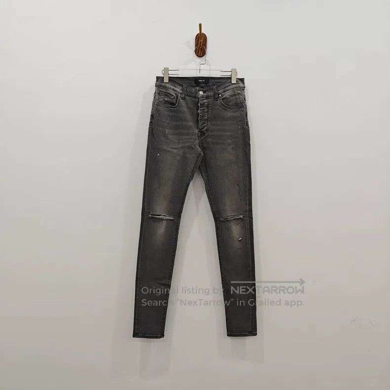 Amiri Amiri Size 32 Grey knife cuts holes in jeans. Size US 32 / EU 48 - 1 Thumbnail