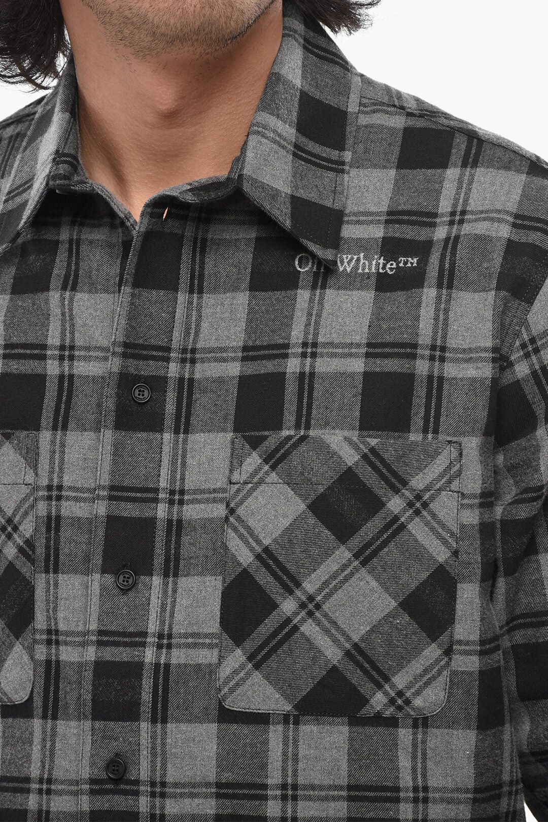Off-White og1mm0526 Flannel Shirt in Gray/Black Size US M / EU 48-50 / 2 - 3 Thumbnail