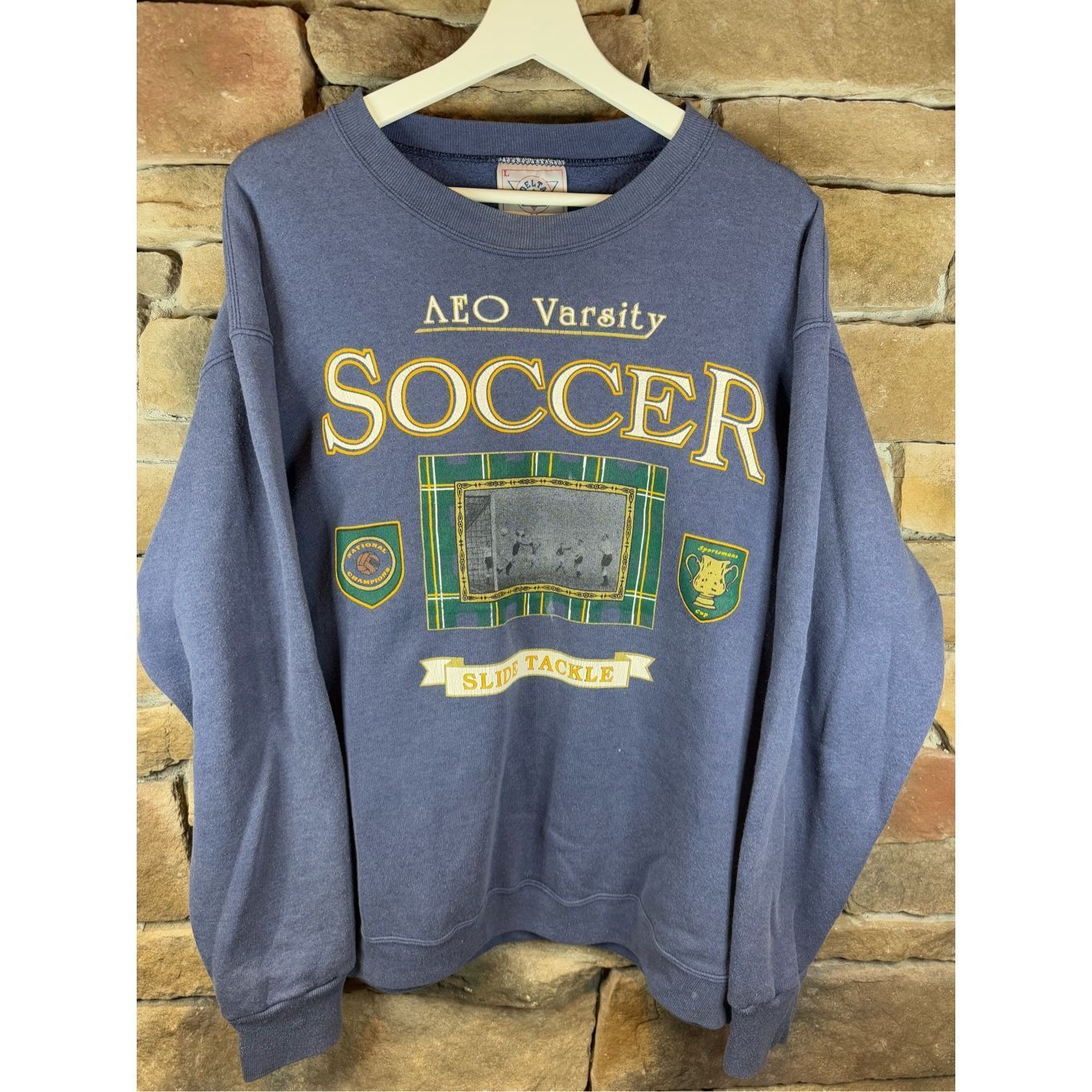 Delta Size L - AEO Varsity Soccer Vintage 1990s Heavyweight Crewne Size US L / EU 52-54 / 3 - 1 Thumbnail