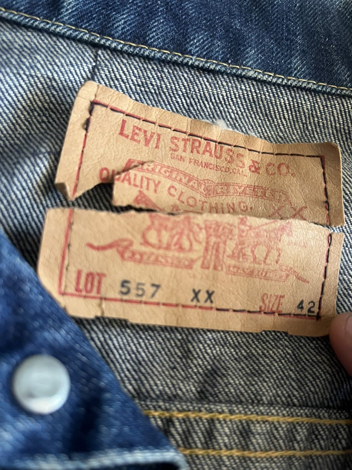 Levi's BIG E TYPE III 557XX DENIM JACKET 60’S TRUCKER D STAMPED 42 Size US S / EU 44-46 / 1 - 6 Thumbnail