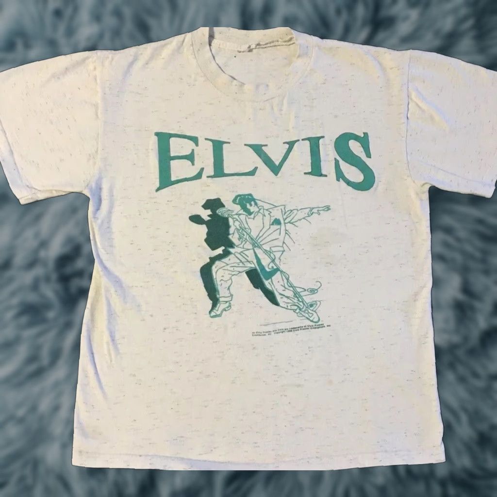 Vintage Vtg Elvis Presley 80s Faded Shirt S Country Rock Tour Grunge Western Music Band Concert USA Single Stitch Mens T-Shirt White Striped Pattern Size S Size US S / EU 44-46 / 1 - 1 Thumbnail