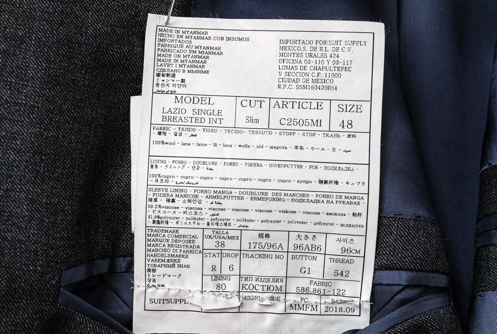 Suitsupply LAZIO UK38R Wool S110s Perennial Grey 2-Piece Slim 72240 Size 38R - 5 Thumbnail