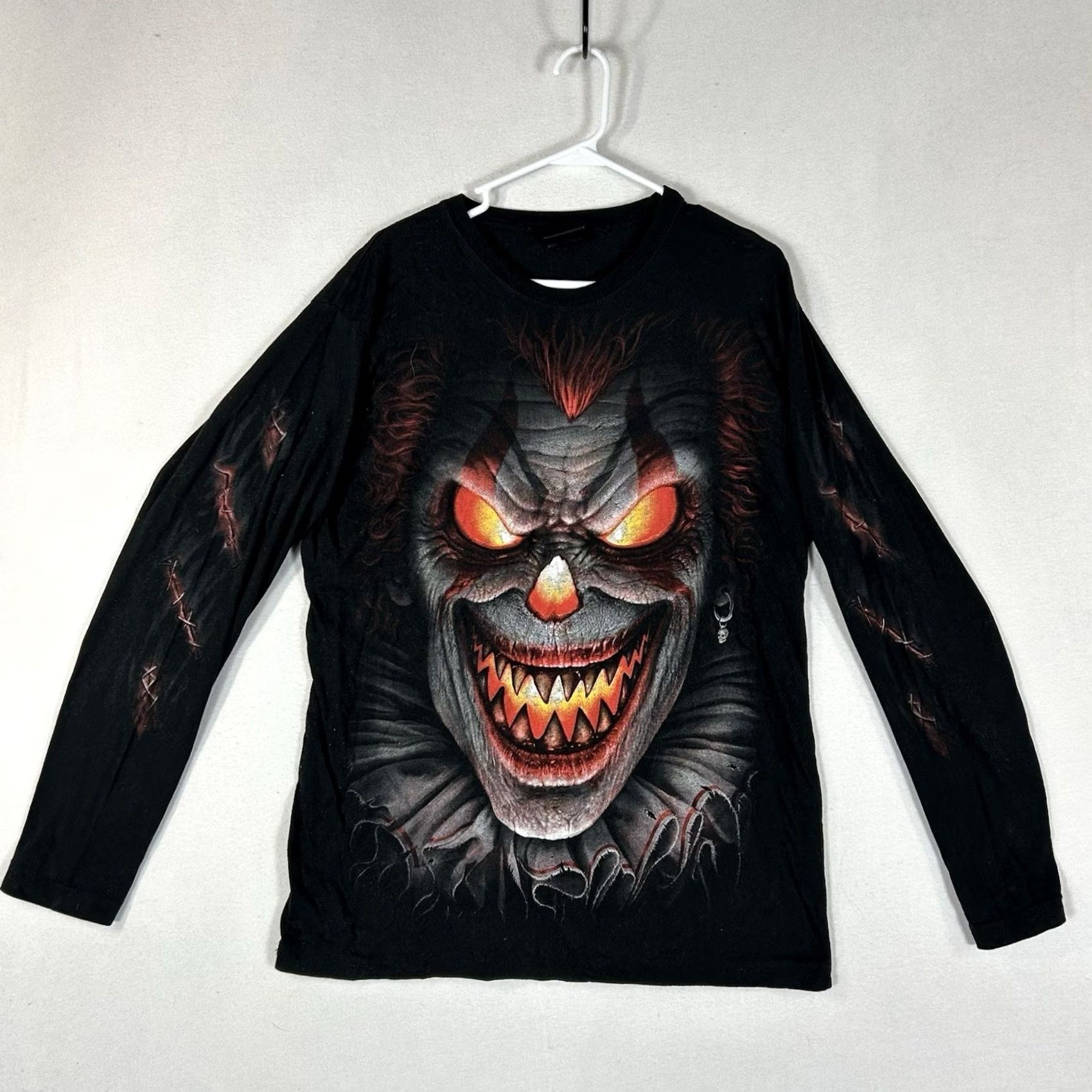 Vintage Spiral Graphic Shirt Men’s Large Double-Sided Clown Flame Biker Tee Y2K Size US L / EU 52-54 / 3 - 2 Thumbnail