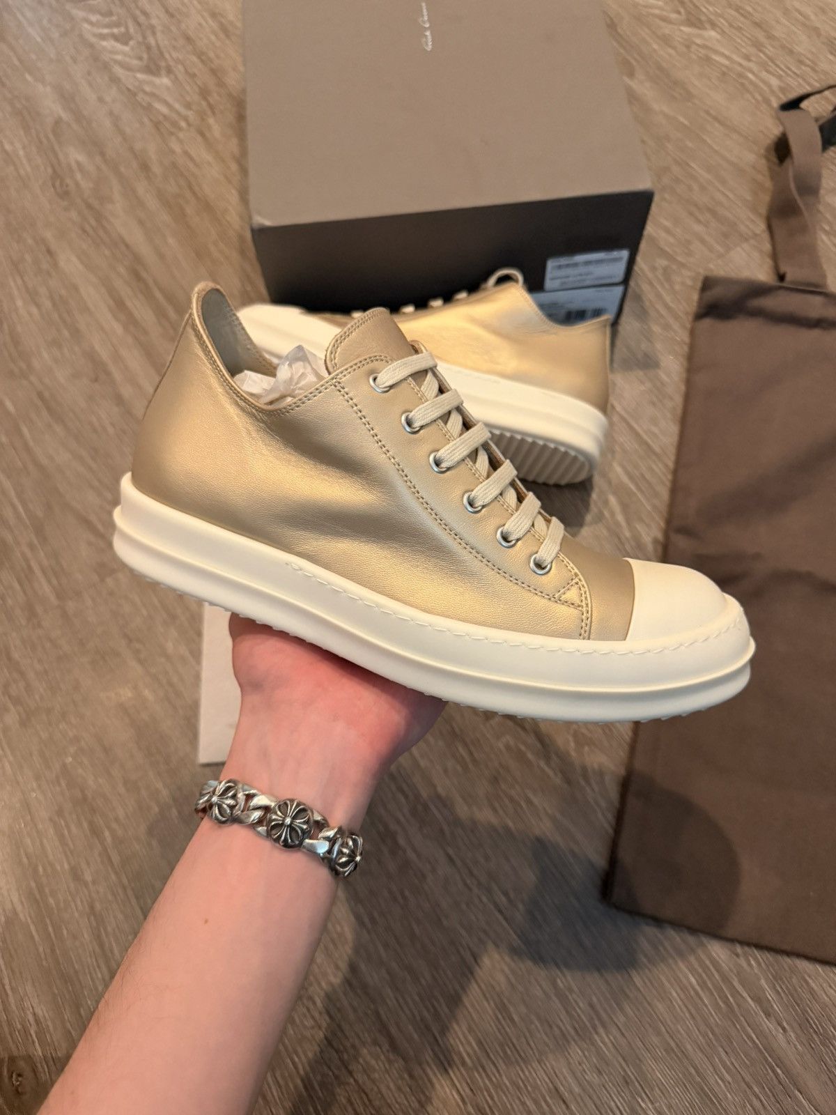 Rick Owens Rick Owens Metallic Gold Ramones Low Size 40.5 Brand New Size US 7.5 / EU 40-41 - 2 Thumbnail