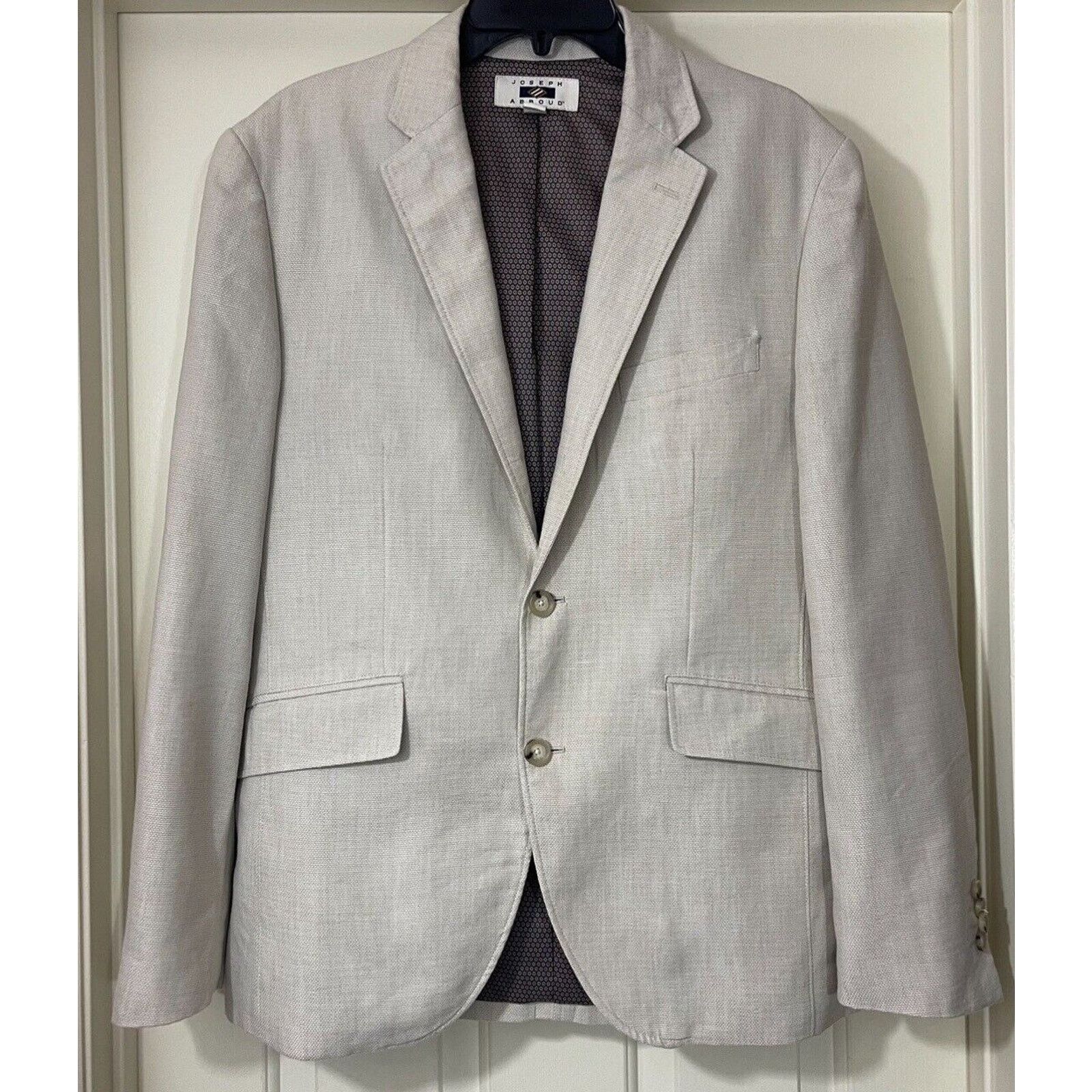 Joseph Abboud Joseph Abboud Button Jacket Mens M Beige Linen Blend Blazer Size 40R - 3 Thumbnail