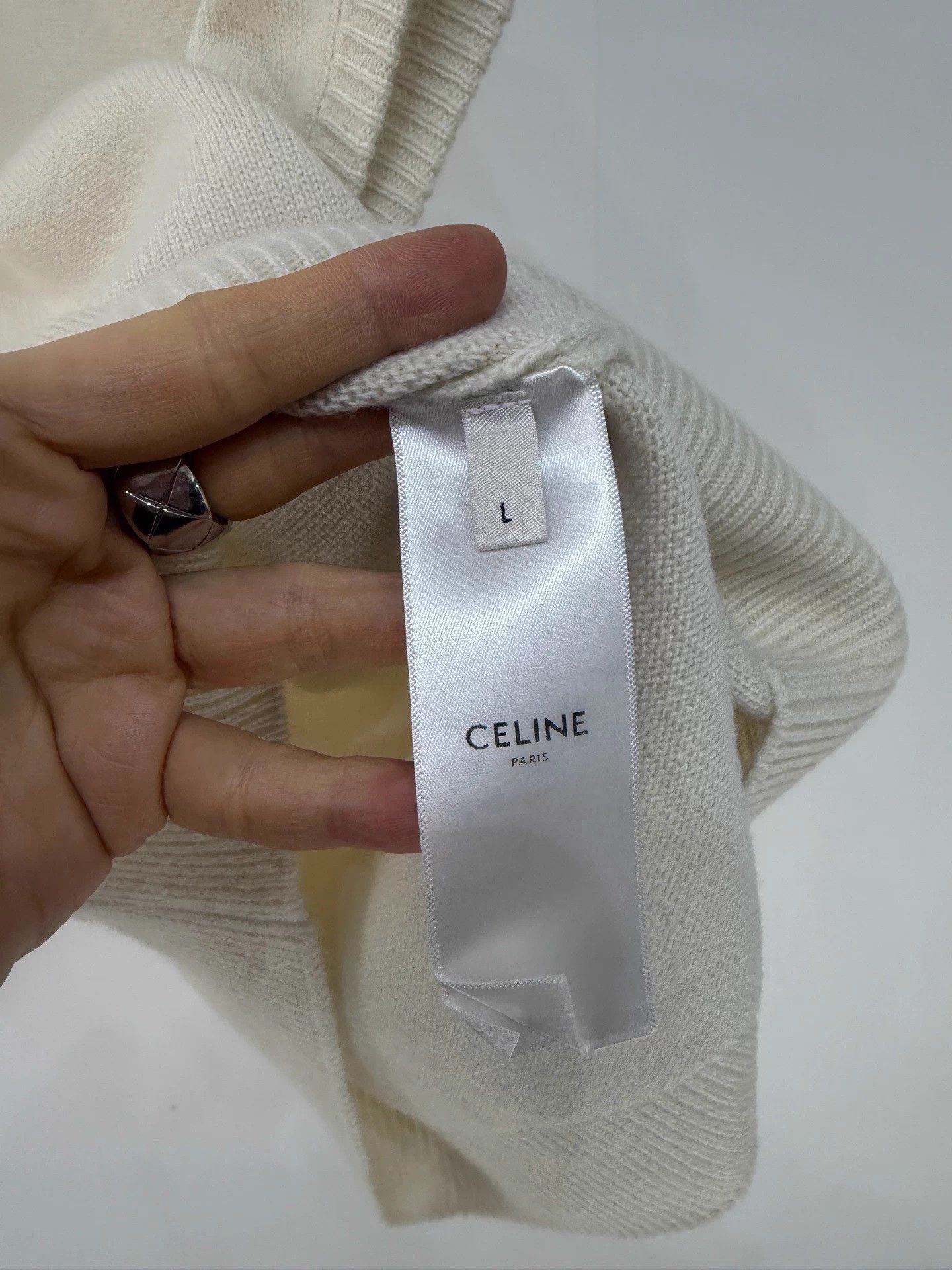 Celine Celine White Logo Jacquard Cashmere Knit Vest L Size L / US 10 / IT 46 - 3 Thumbnail