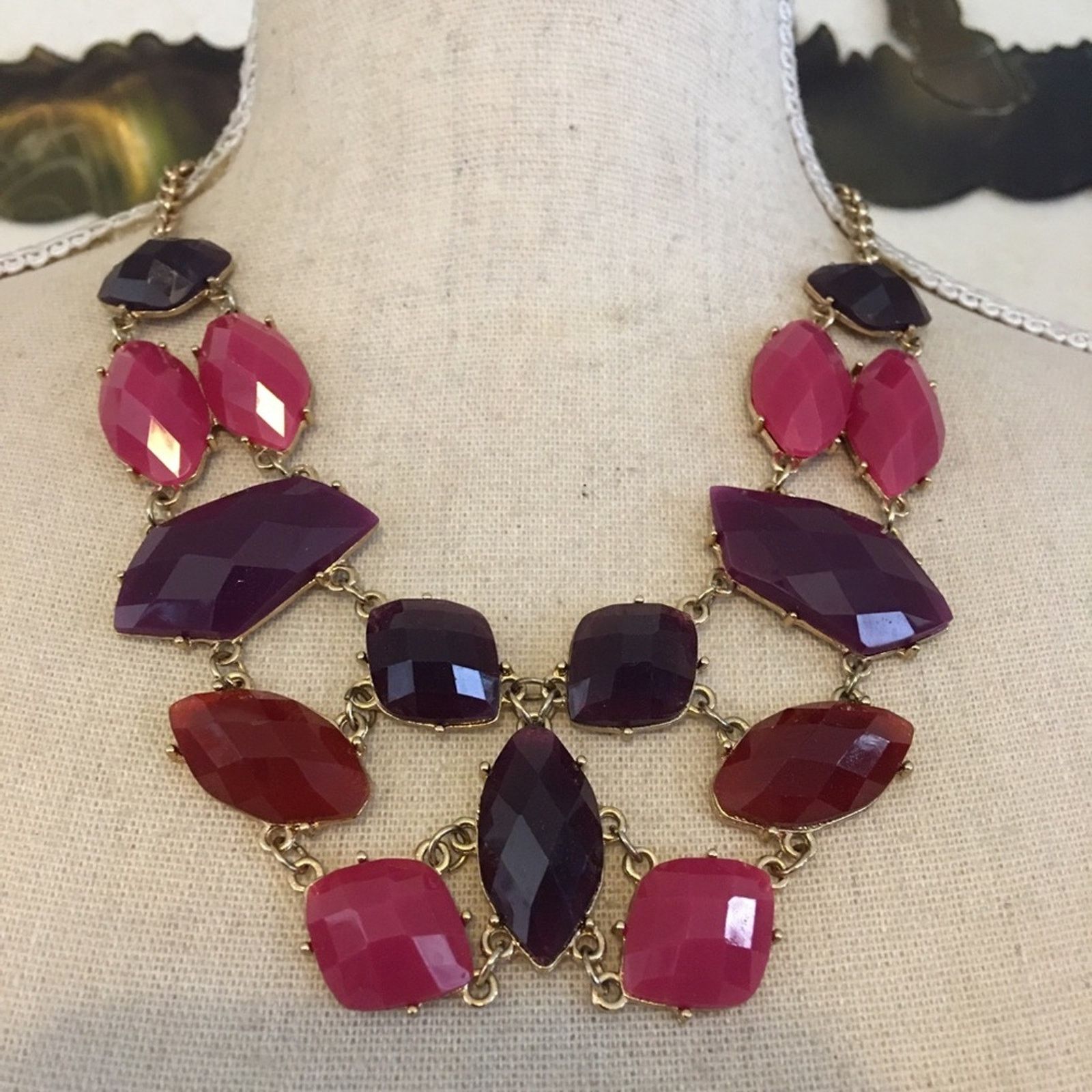 Jewelry Vintage VCLM marked sorbet faceted stone necklace Size ONE SIZE - 1 Thumbnail