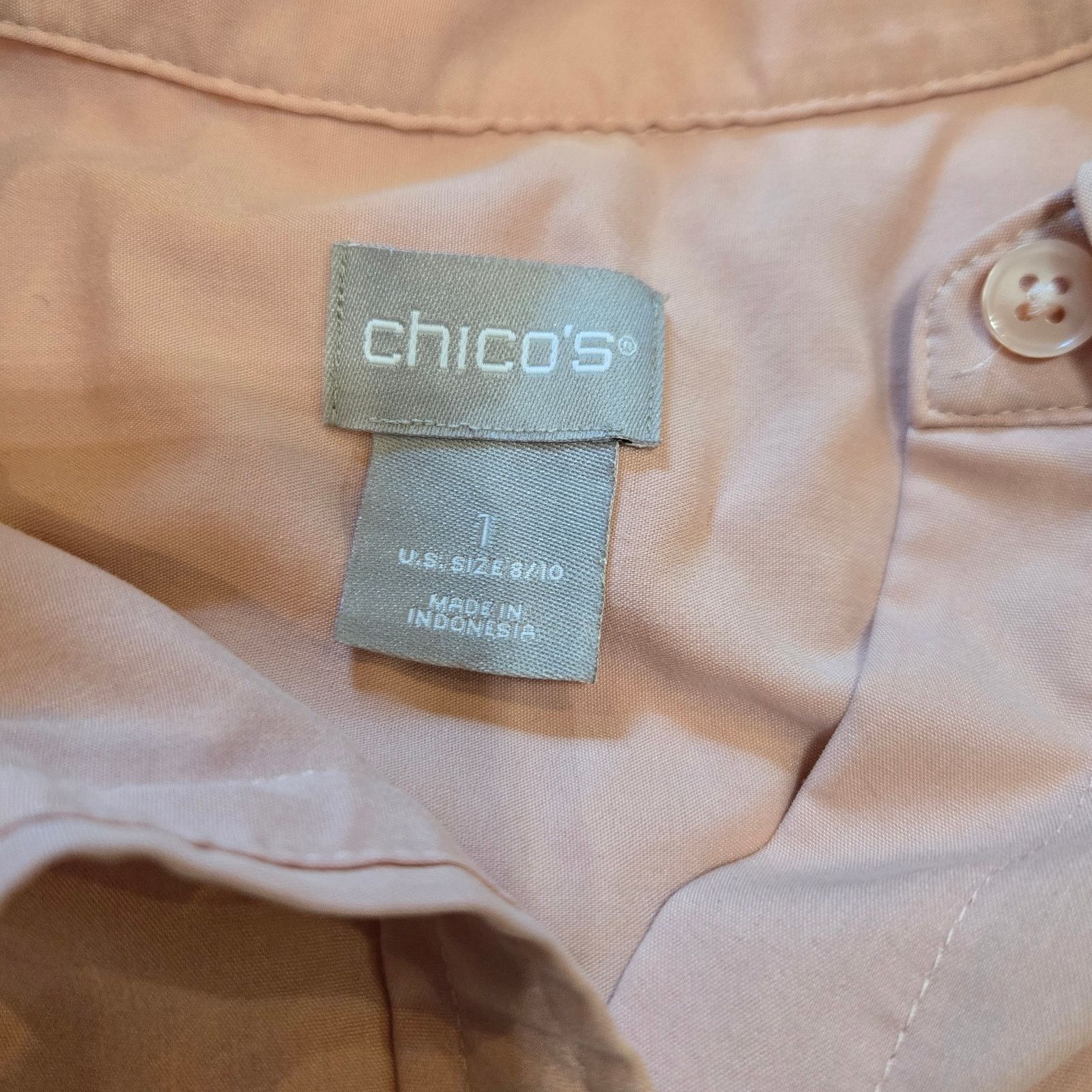 Chicos Chico's Peach Button-Up Blouse, Chico's 1 - US Medium Size M / US 6-8 / IT 42-44 - 2 Thumbnail