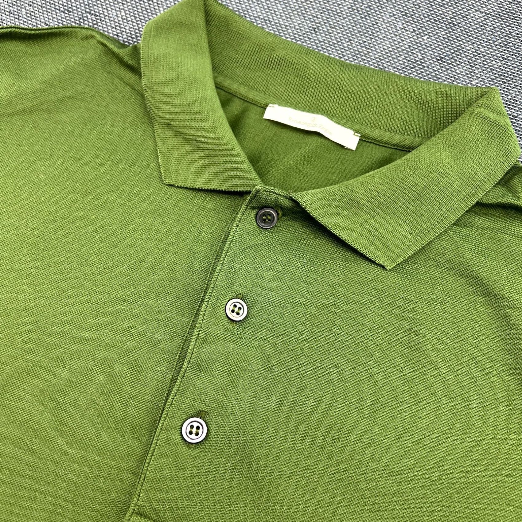 Ermenegildo Zegna Ermenegildo Zegna Polo Shirt Mens 3XL Green Short Sleeve Front Pocket Cotton Size US XXL / EU 58 / 5 - 4 Thumbnail