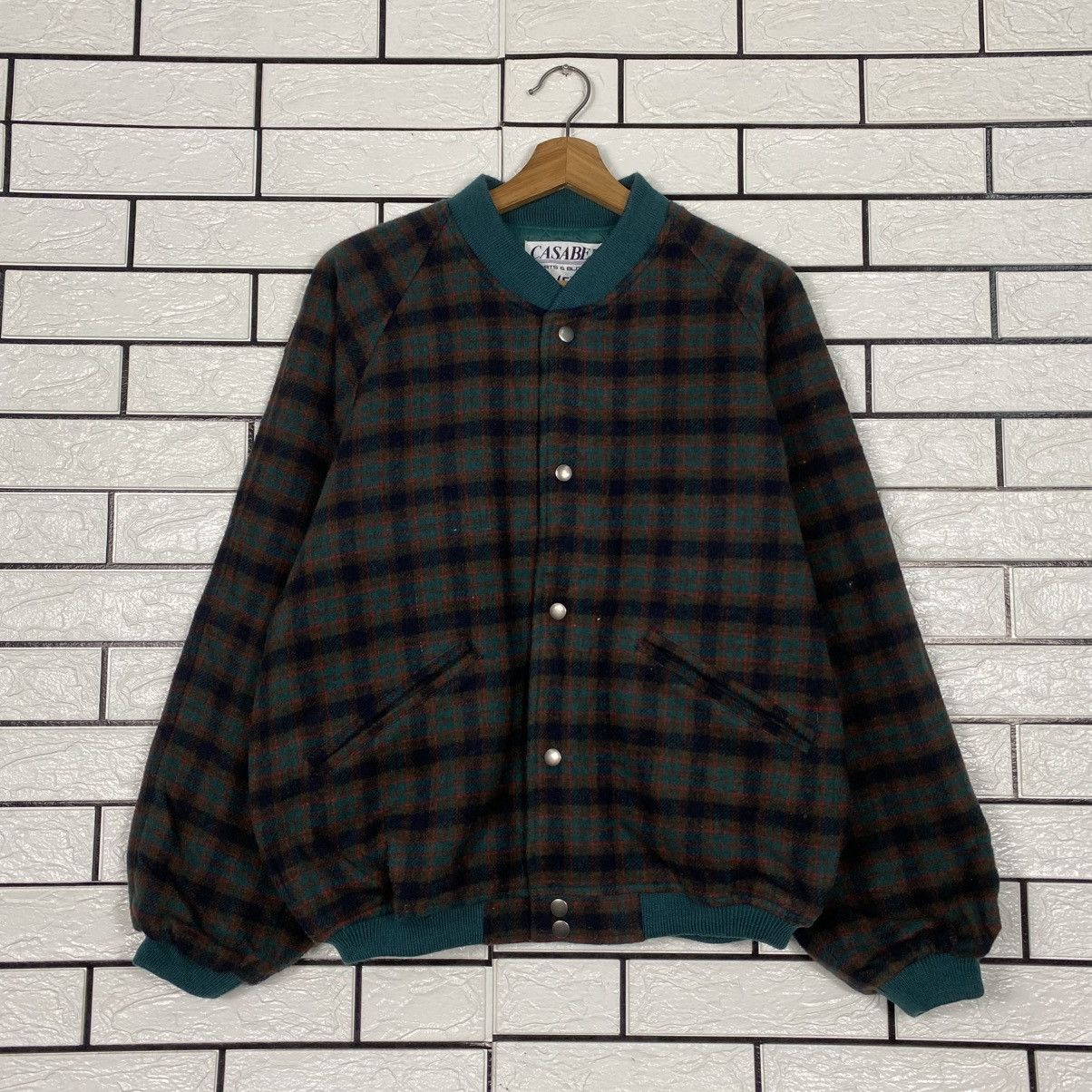 Japanese Brand 📌Vintage Bomber Jacket Wool Casabel Tartan Issey Miyake Size US M / EU 48-50 / 2 - 2 Thumbnail