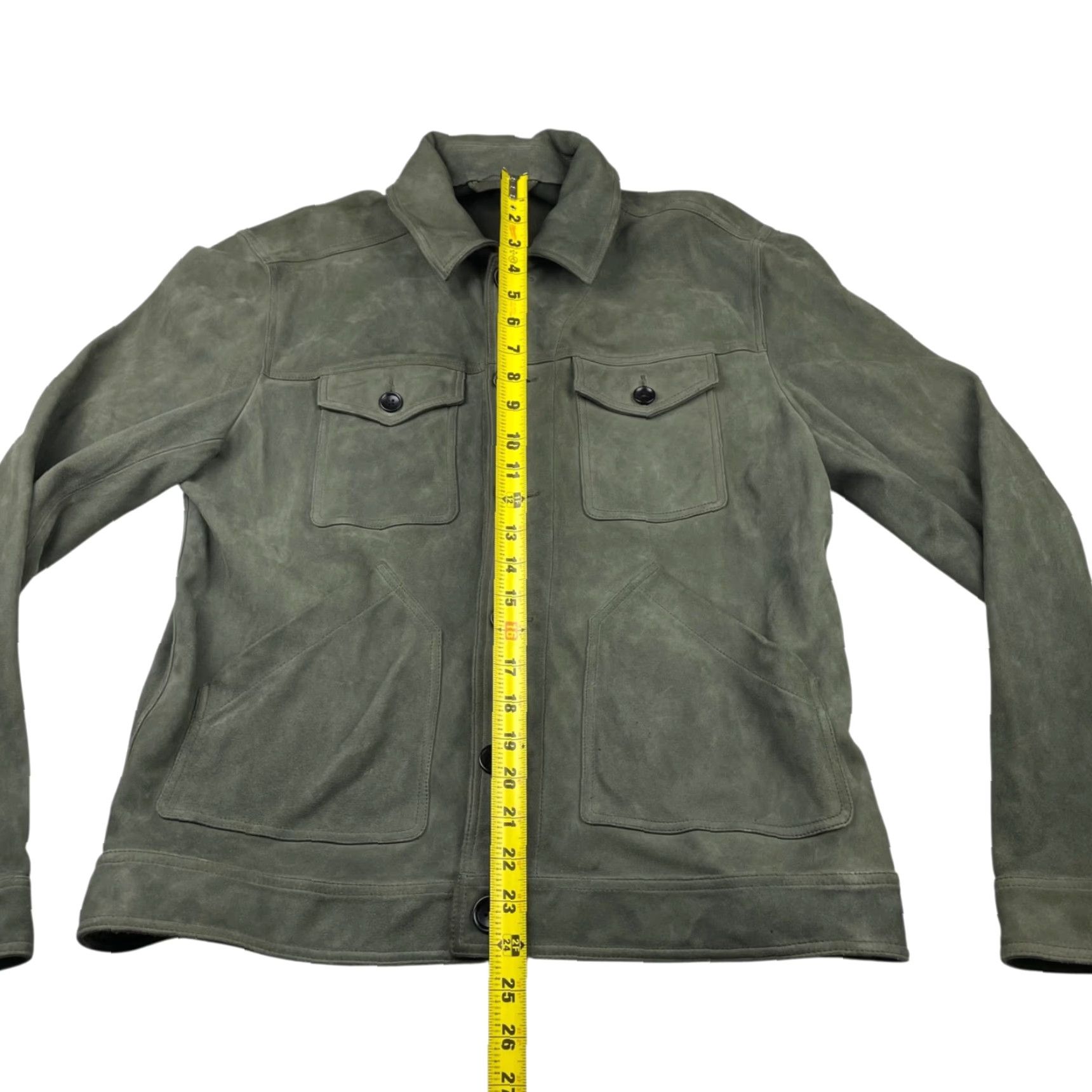 Mr P. Mr P. Men’s 100% Goat Suede Trucker Jacket Green Large Size US L / EU 52-54 / 3 - 6 Thumbnail