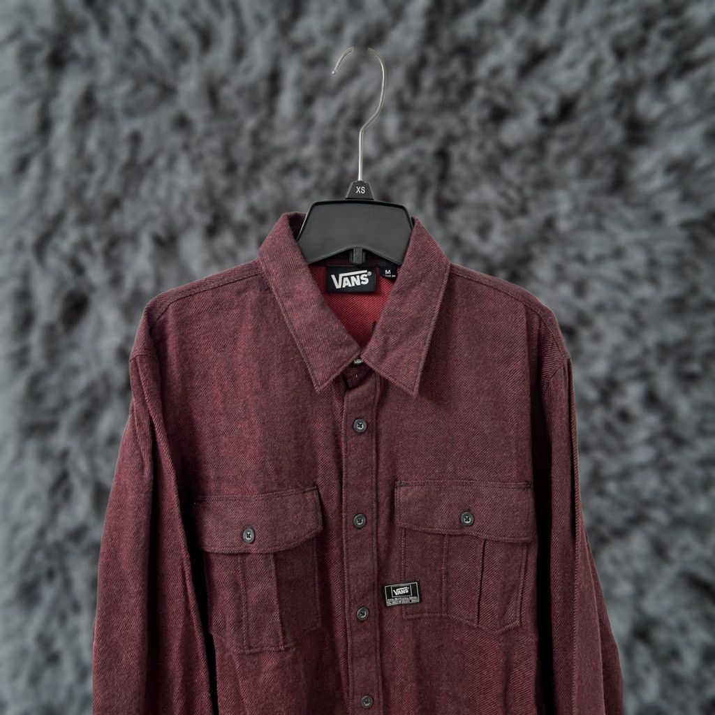 Vans VANS Shirt Mens M Red Burgundy Flannel Long Sleeve Button Down Logo Chest Pocket Outdoor Army 90s Style Mens Size US M / EU 48-50 / 2 - 1 Thumbnail