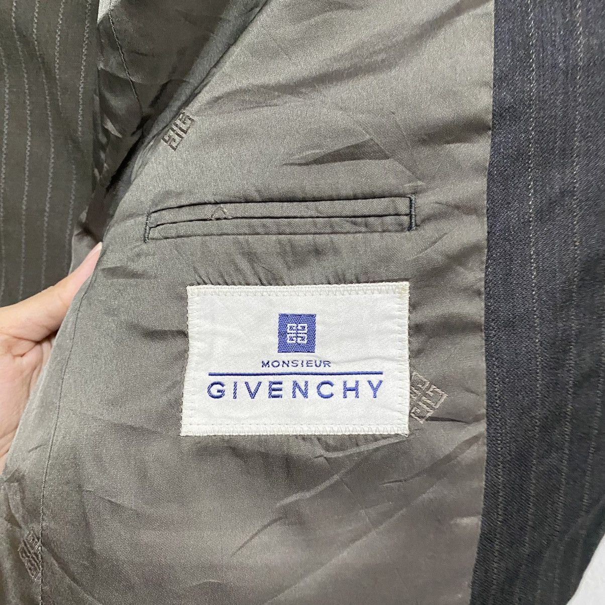 Givenchy Vintage Givenchy Monsieur Pinstripe Blazer Jacket 38R-40R Size 38R - 16 Thumbnail