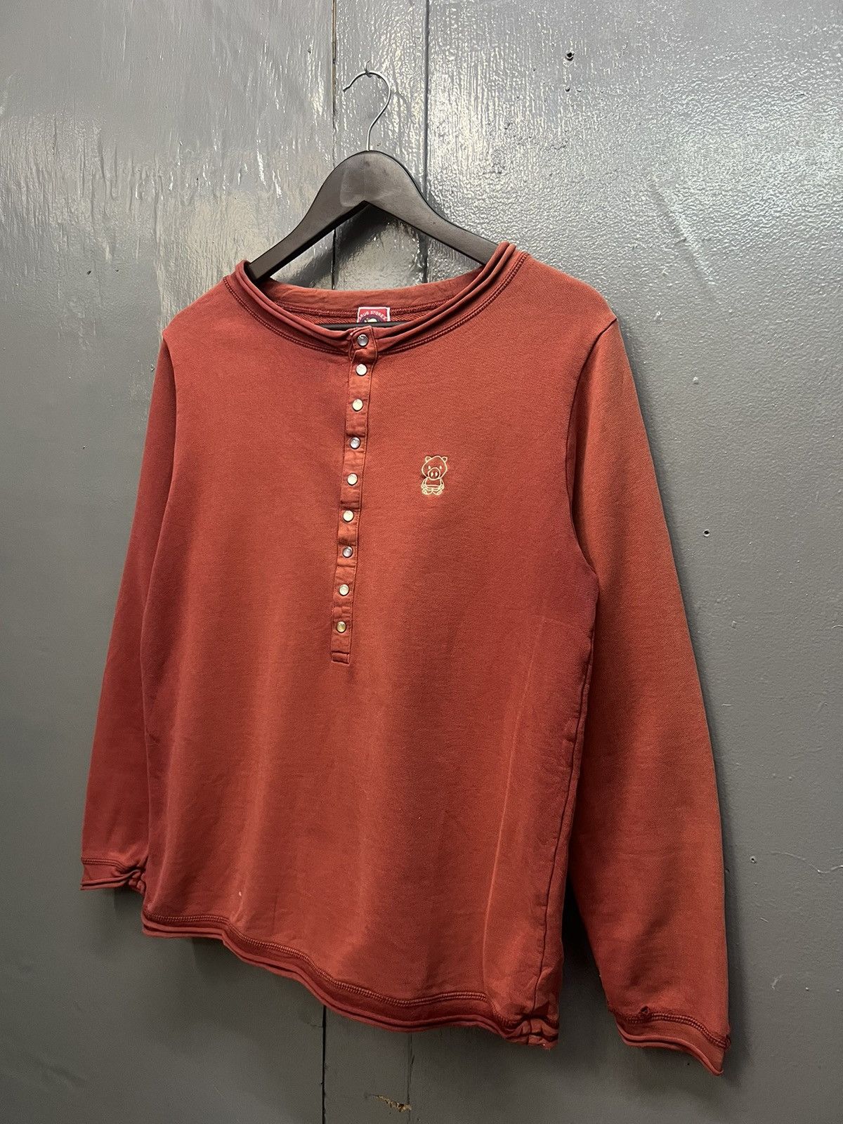 Japanese Brand Drug Stores Half Pearl Snap Button Sweatshirt Size US M / EU 48-50 / 2 - 3 Thumbnail