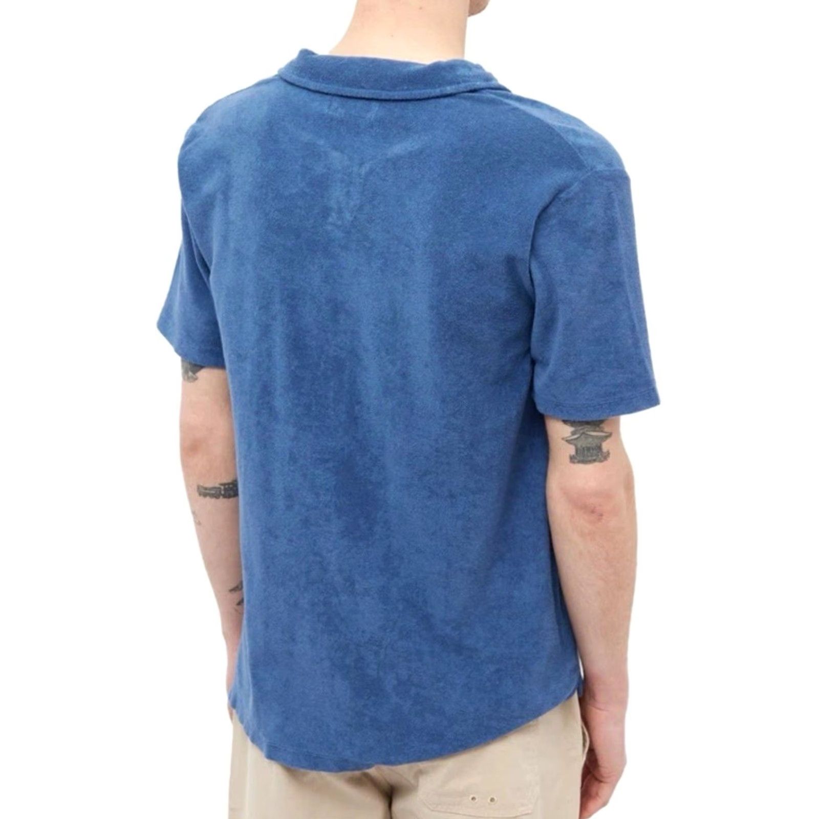 Universal Works VINTAGE Universal Works Polo Shirt XL Men Blue Open Collar Terry Fleece S/S Vacation University Theme Mens Size US XL / EU 56 / 4 - 2 Thumbnail