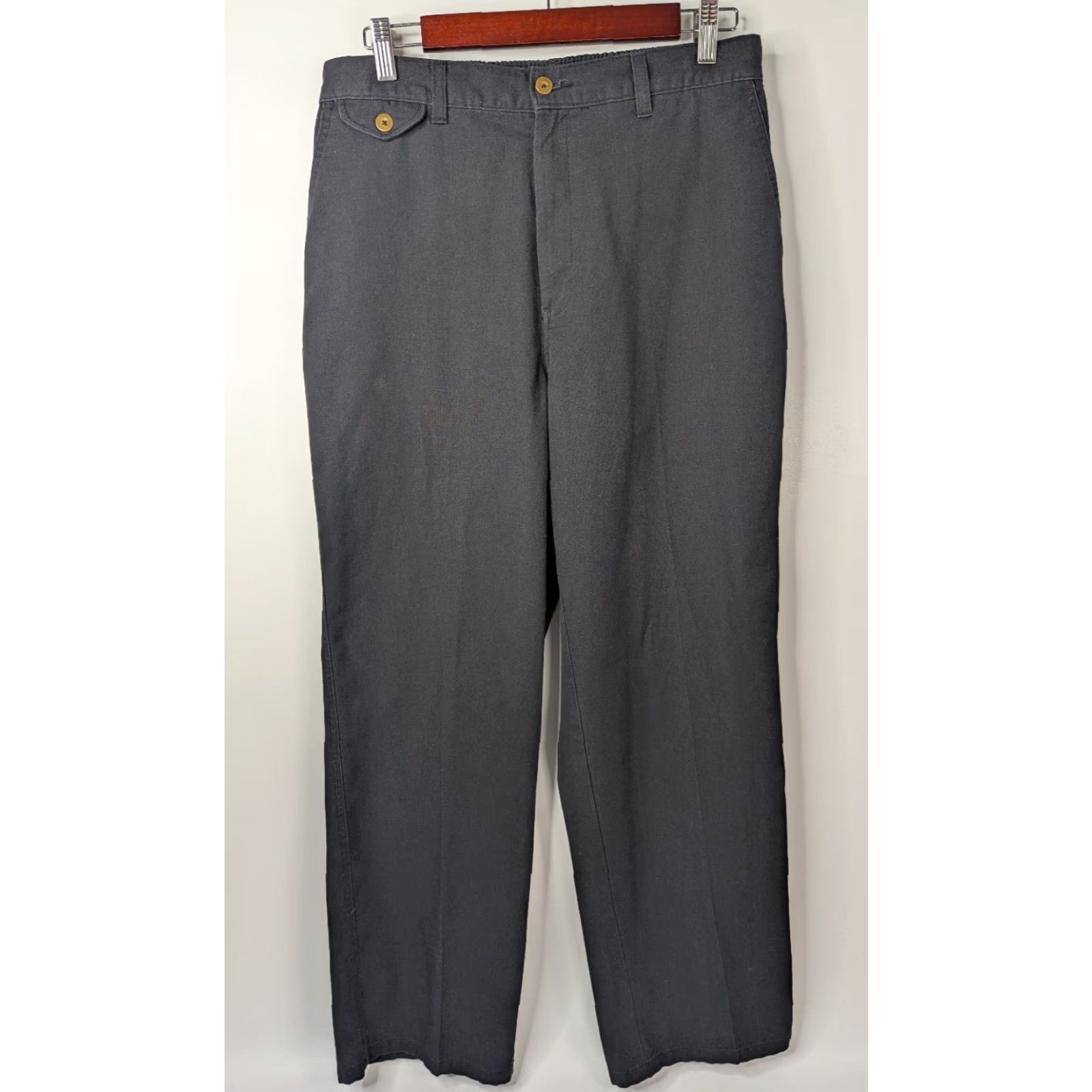 Vintage Towncraft Men's Pants 34-30 Gray Elastic Waist Straight Leg Casual Workwear Slacks Size US 30 / EU 46 - 2 Thumbnail