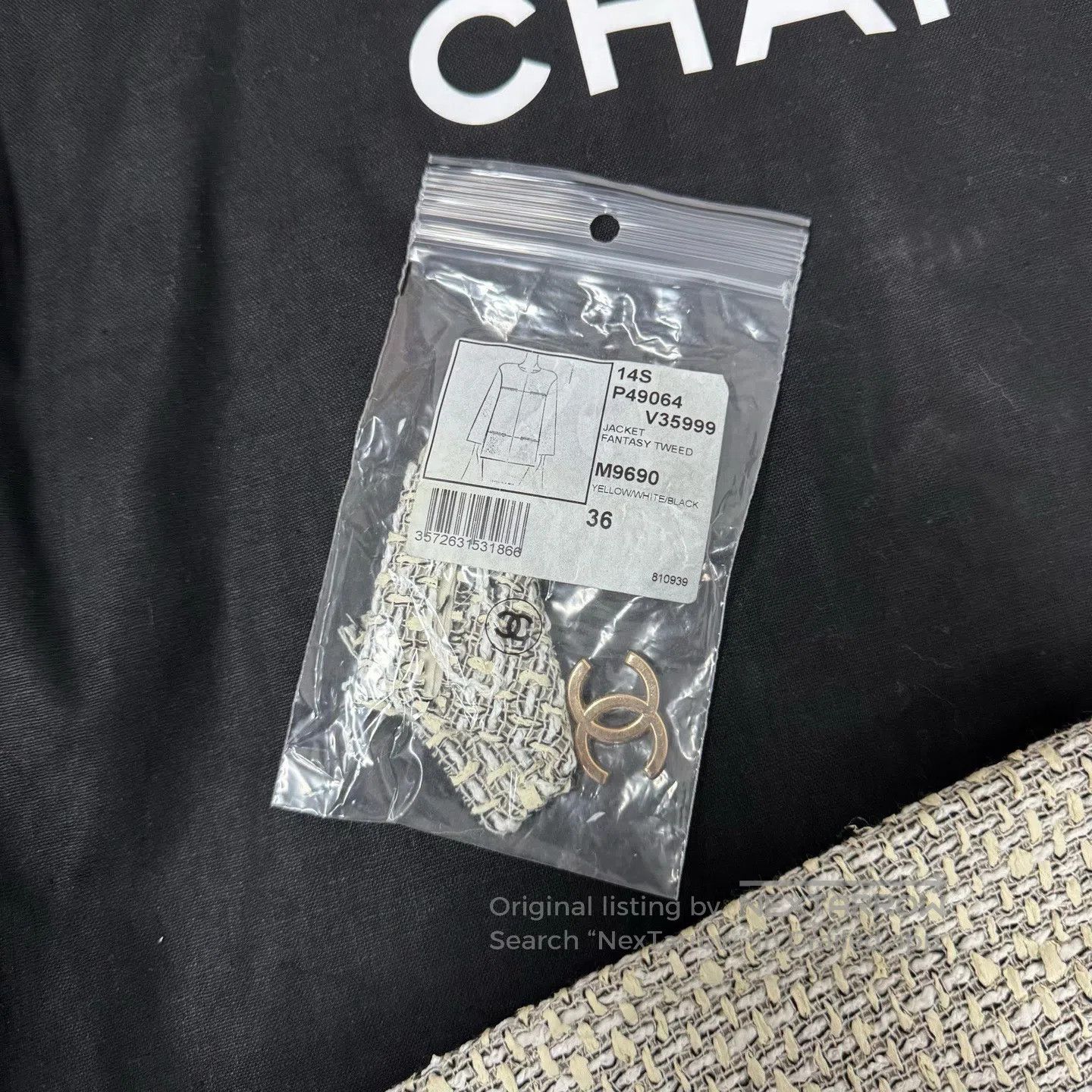 Chanel Chanel Off-white coarse woolen cardigan jacket, collarless Size S / US 4 / IT 40 - 6 Thumbnail