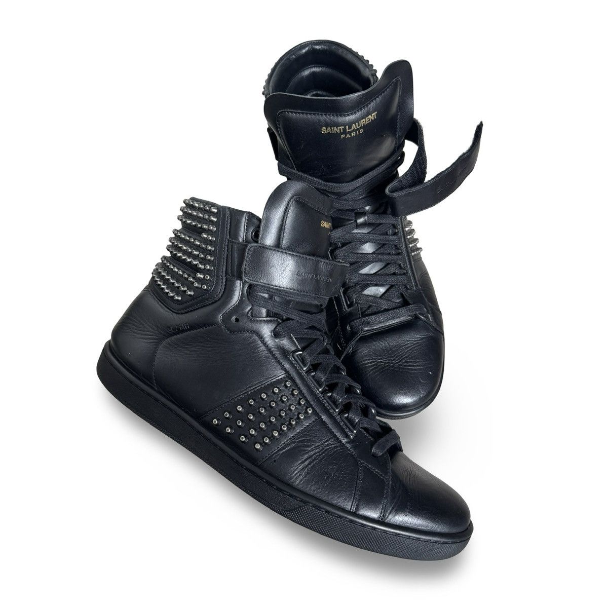 Saint Laurent Paris SAINT LAURENT PARIS SL/14H BLACK STUDDED HIGHTOPS Size US 10.5 / EU 43-44 - 11 Thumbnail