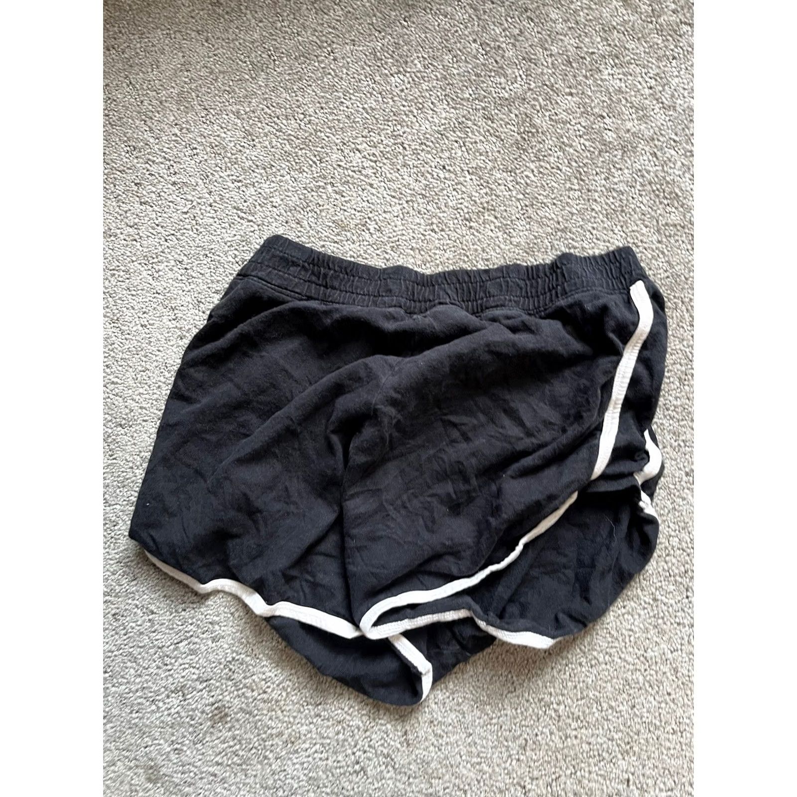 Aeropostale AEROPOSTALE RETRO TOMBOY SHORT Black WHITE TRIM COTTON DRAWSTRING SIZE XS Size 26" / US 2 / IT 38 - 2 Thumbnail