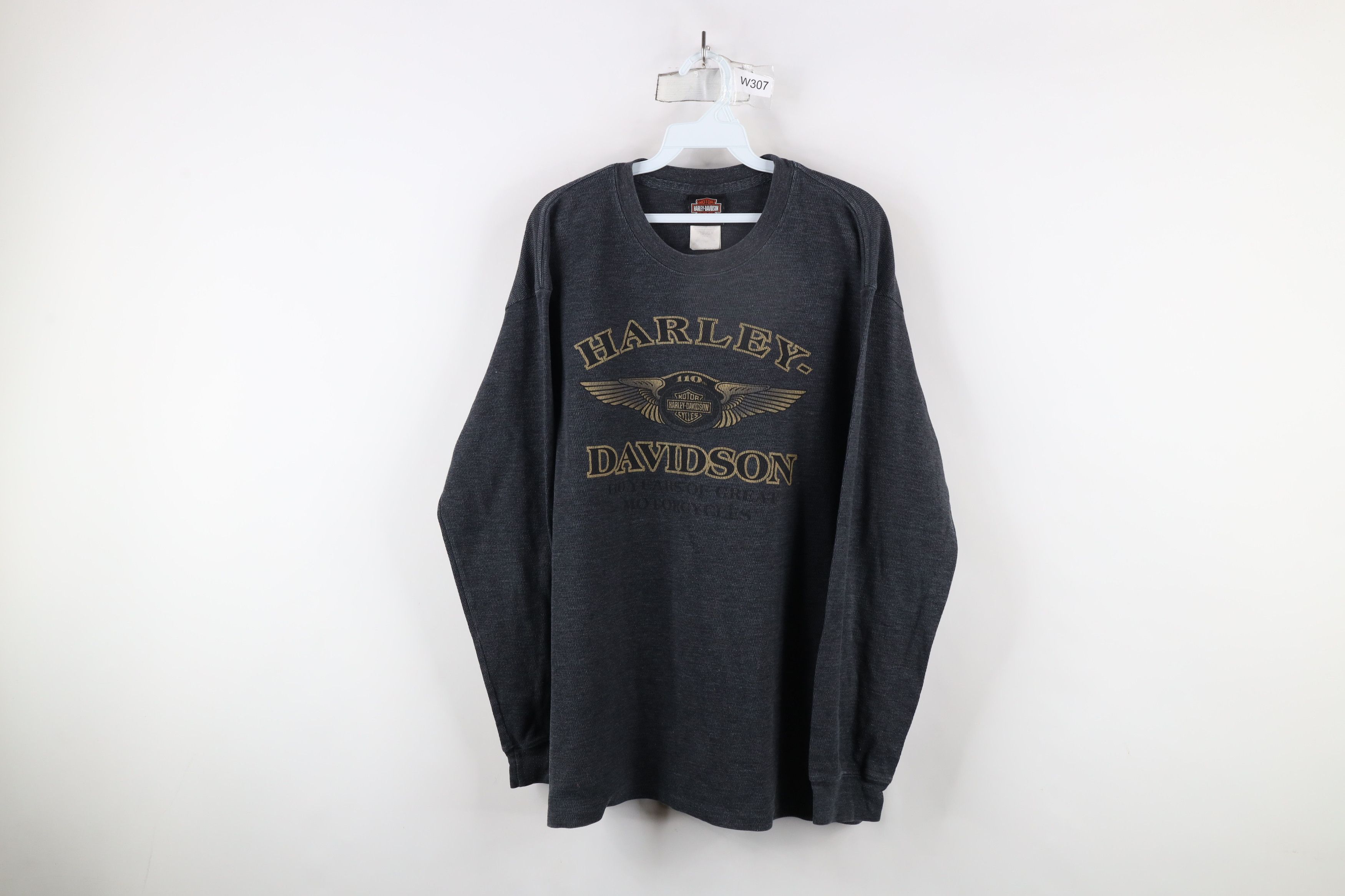 Harley Davidson Vintage Harley Davidson Waffle Knit Long Sleeve T-Shirt Gray Size US XL / EU 56 / 4 - 1 Thumbnail