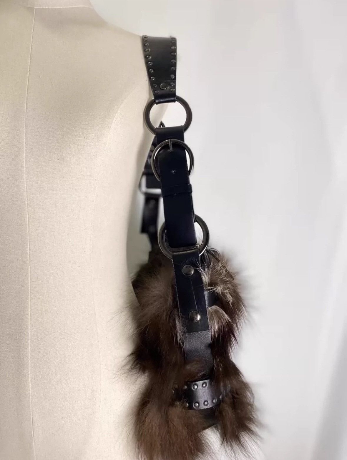 Japanese Brand japanese brand fur leather harness studded shoulder bag Size ONE SIZE - 4 Thumbnail