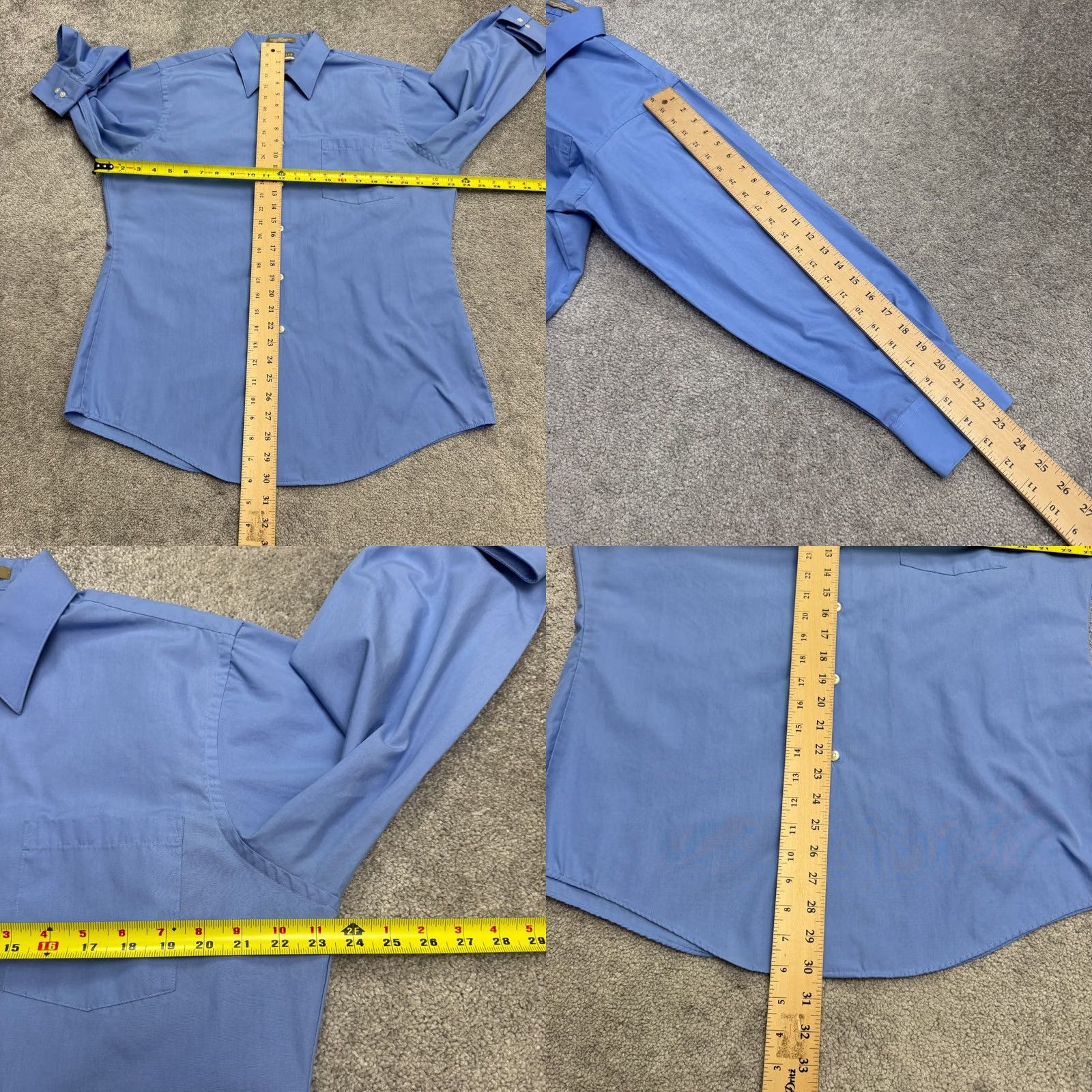 Van Heusen Van Heusen Dress Shirt Shirt Mens 16.5 32/33 Blue Cotton Regular Non-Iron Wrinkle Resistant Button Cuff Barrell Trim Vintage No Size 46R - 8 Thumbnail