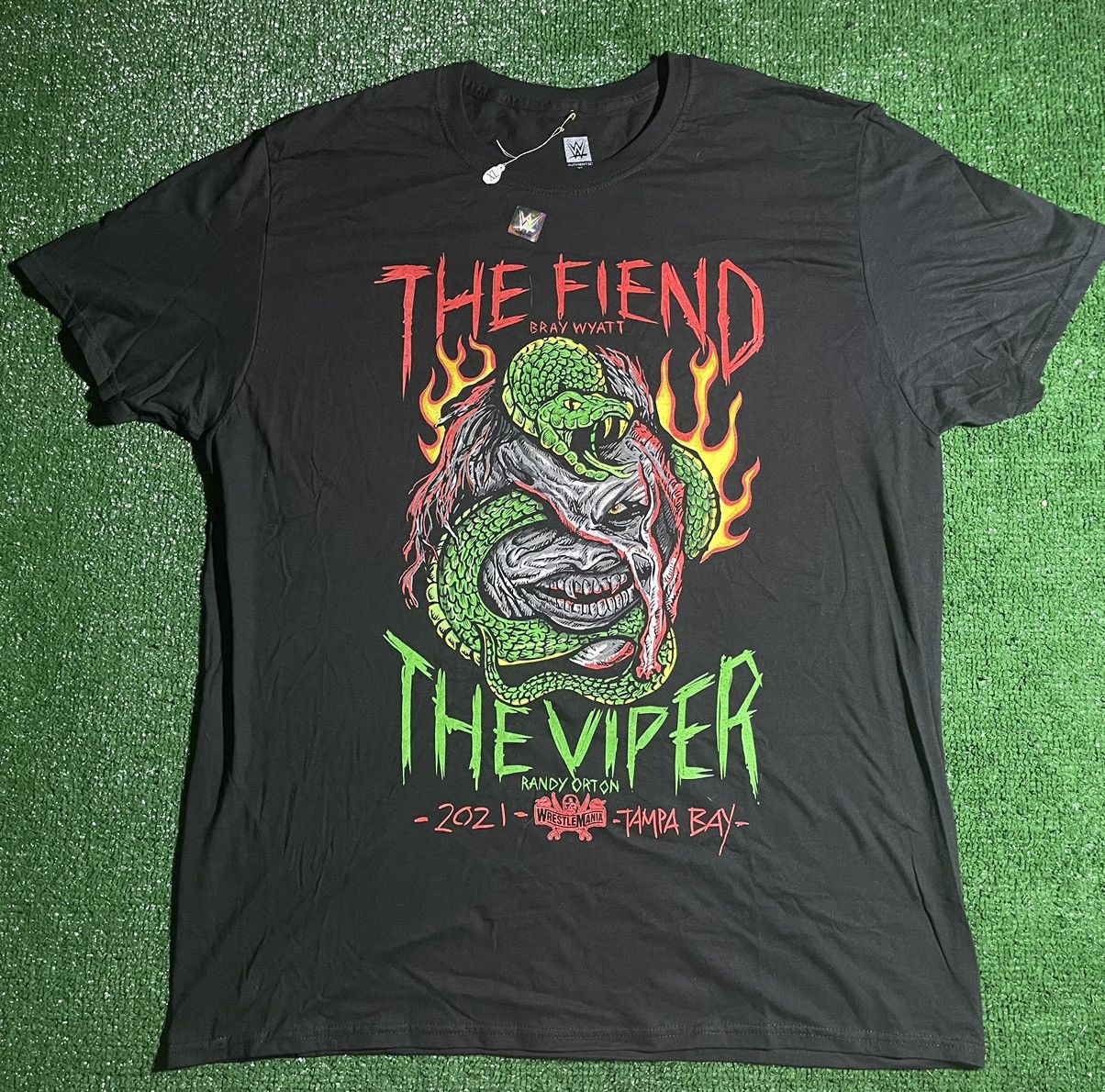 Image of 2021 Wrestle-Mania ‘The Fiend X The Viper’ T-Shirt in Black, Men's (Size XL)