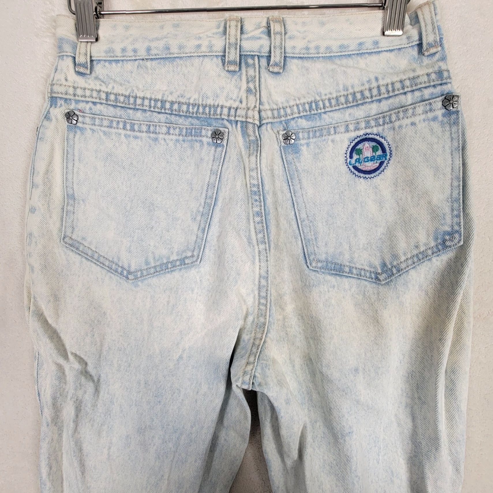Vintage VINTAGE L.A. Gear Jeans Women's High Waist Acid Washed Tapered Zip Ankle 11/28 80s Blue Mens? Size 32" / US 10 / IT 46 - 3 Thumbnail