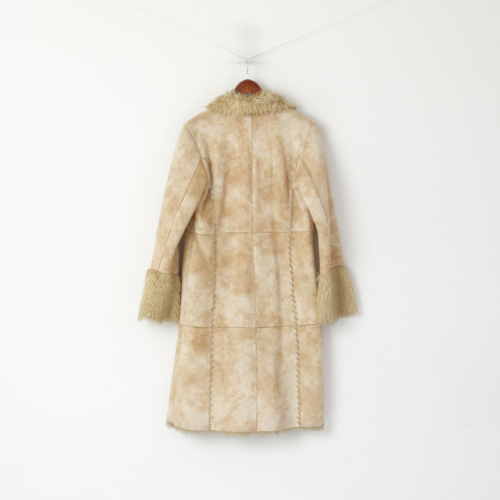 Vintage Amisu Womens 40 M Coat Beige Boho Long 2816 Size M / US 6-8 / IT 42-44 - 6 Thumbnail