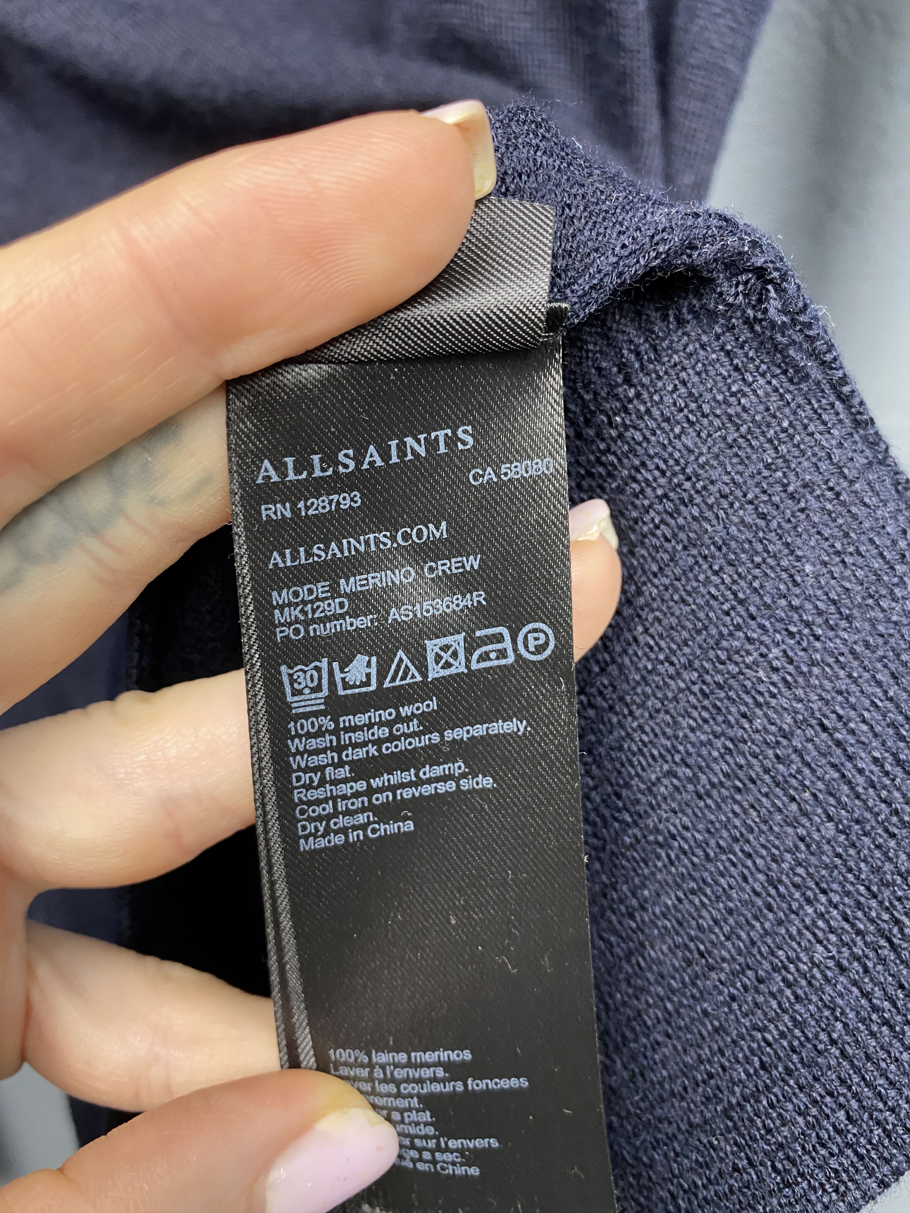 Allsaints AllSaints Mens Mode Merino Wool Sweater Size US M / EU 48-50 / 2 - 5 Thumbnail
