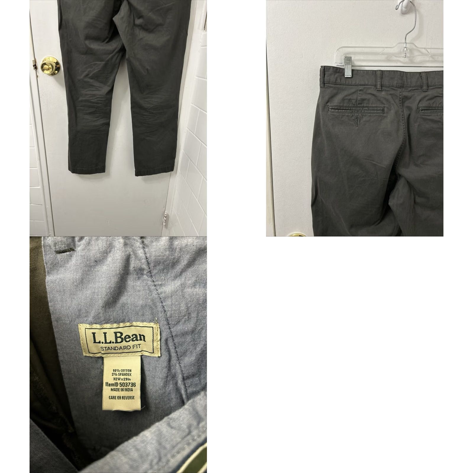 Vintage LL Bean Lakewashed Stretch Khakis Pants Mens 32x28 Gray Standard Fit 503736 - Size US 32 / EU 48 - 8 Thumbnail